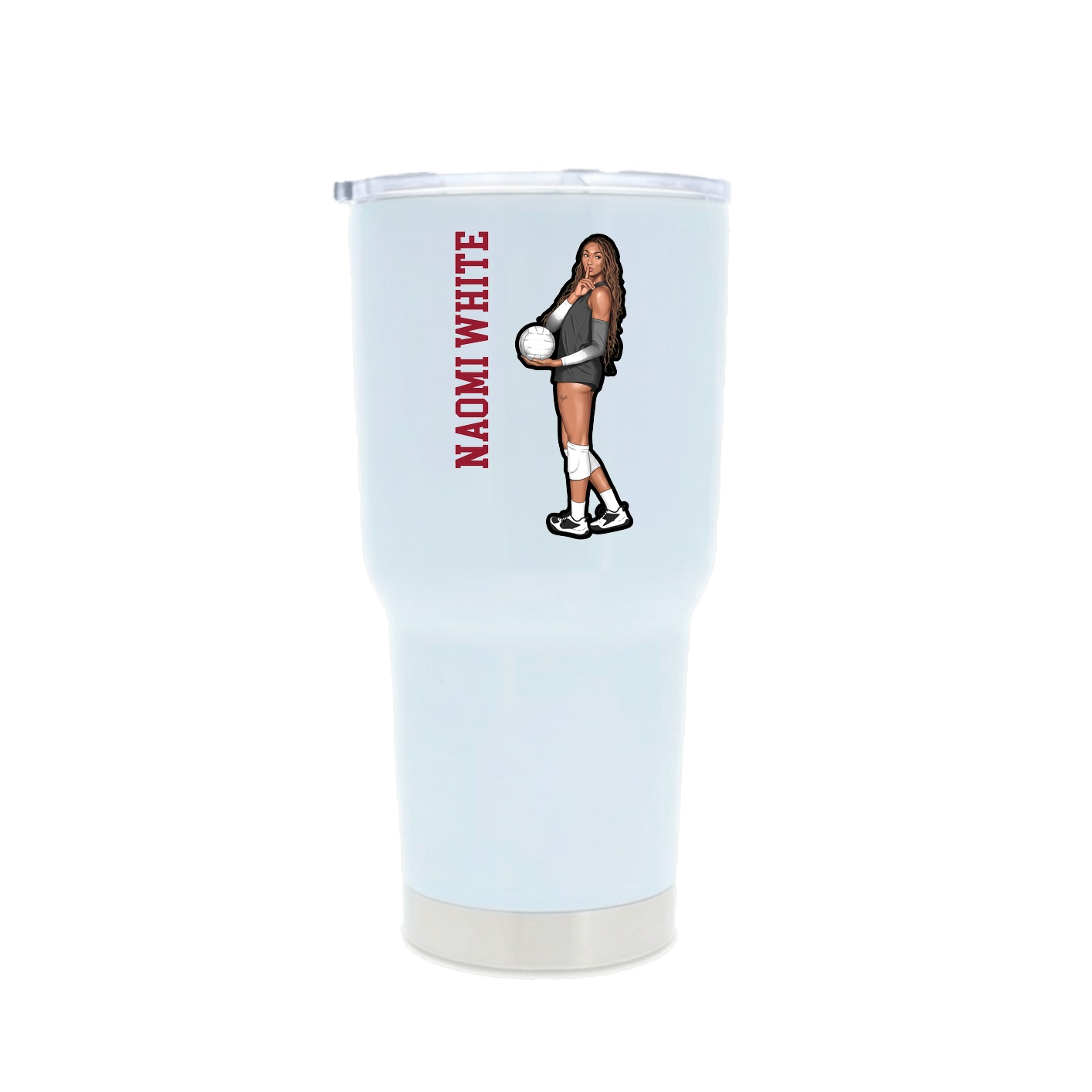 30oz Stainless Steel Tumbler — Name Vertical in White