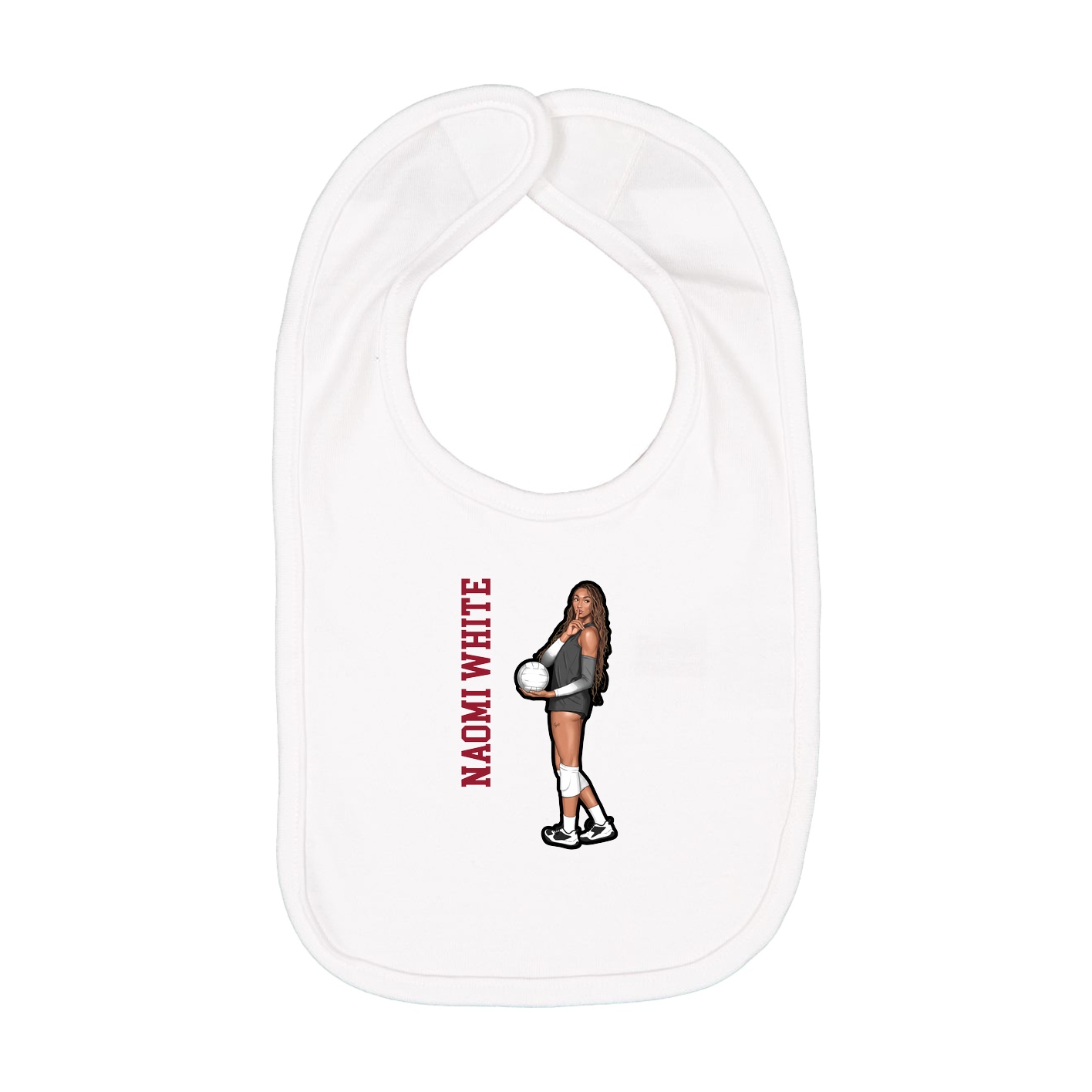 Infant Bib — Name Vertical in White