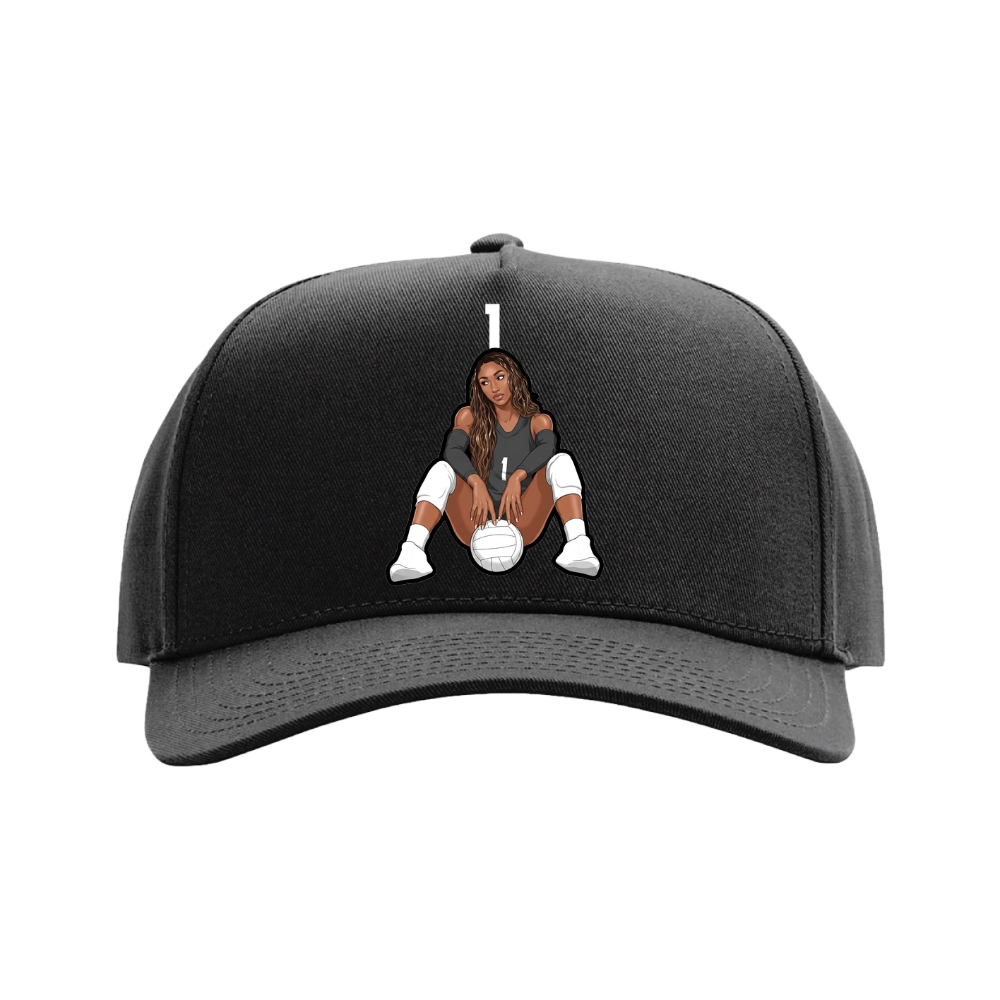 Full Fabric Five-Panel Champ Cap — Number Top in Black