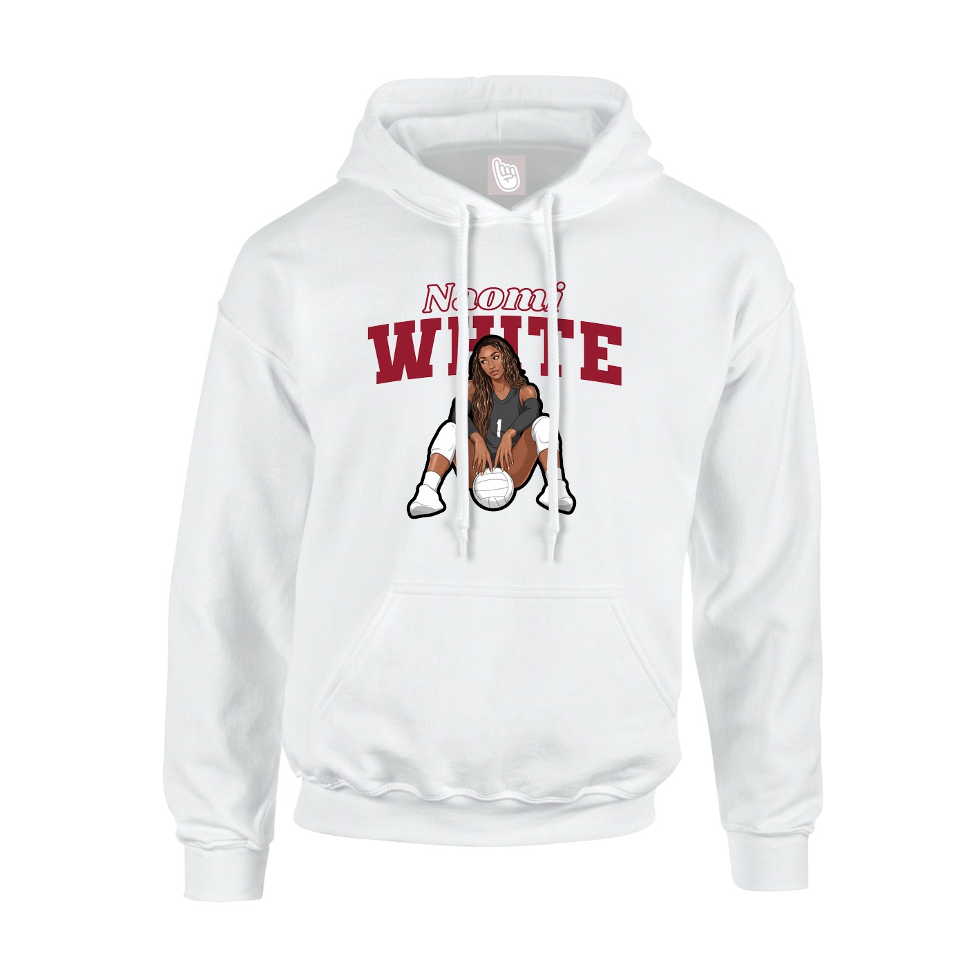 Youth Hoodie — Name Arch in White