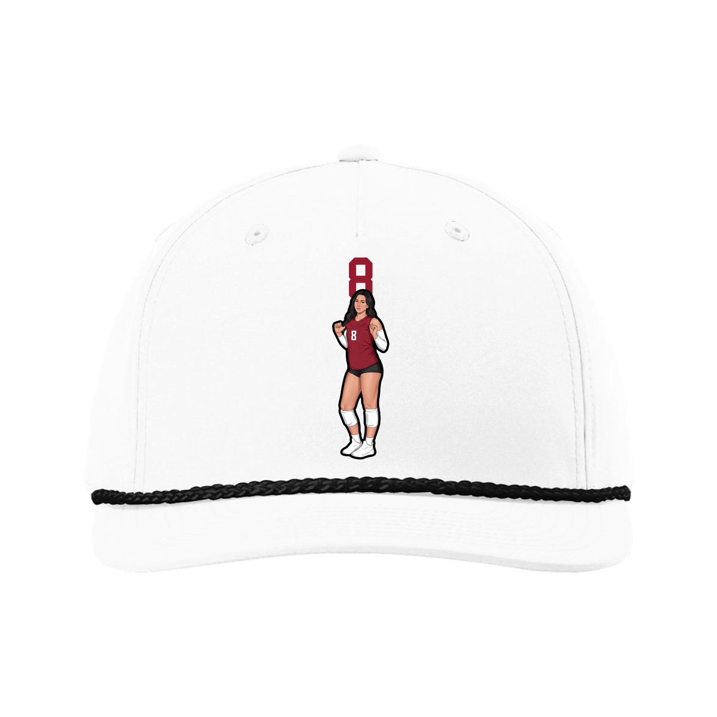 Five-Panel Classic Rope Cap — Number Top in White