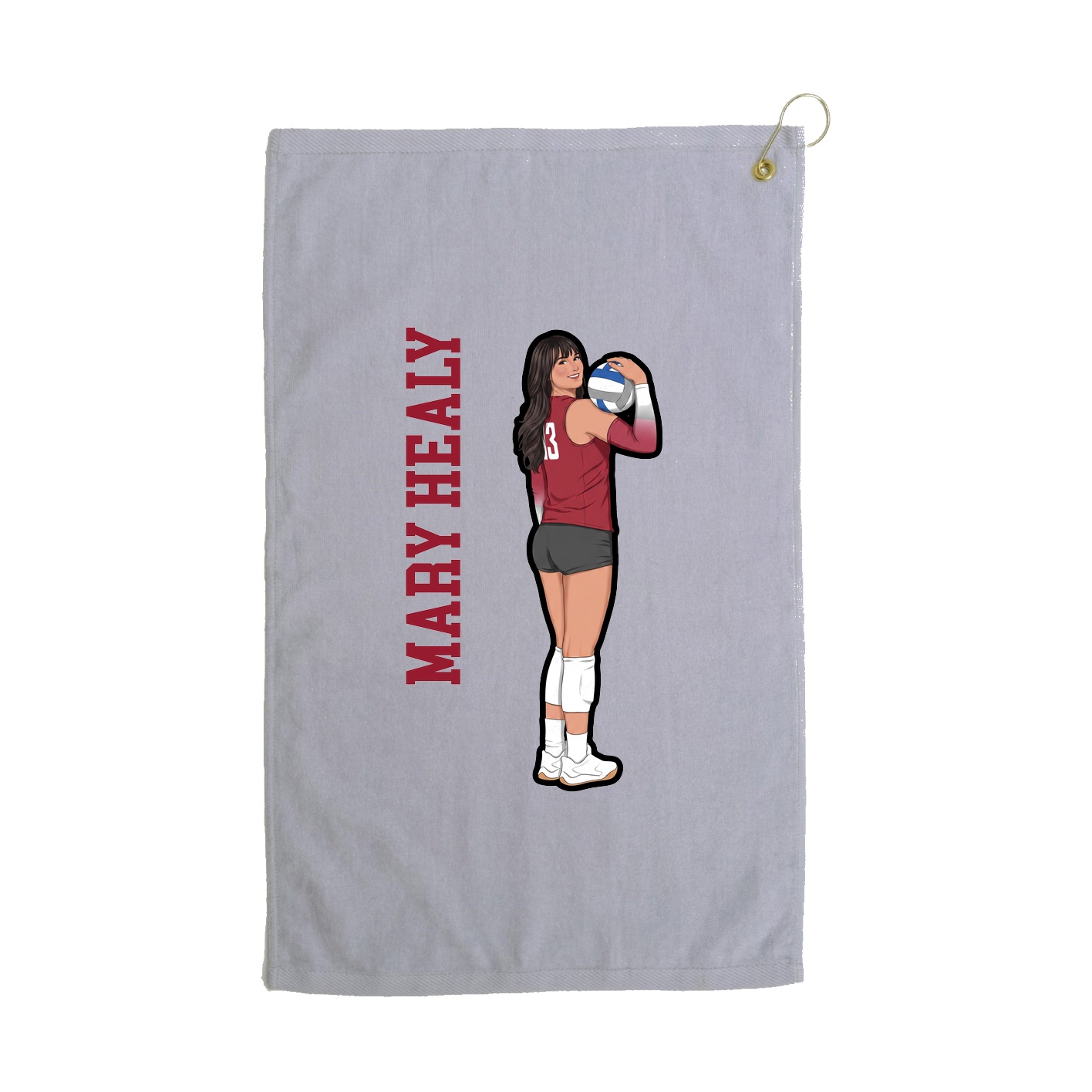 Golf Towel — Name Vertical in Grey