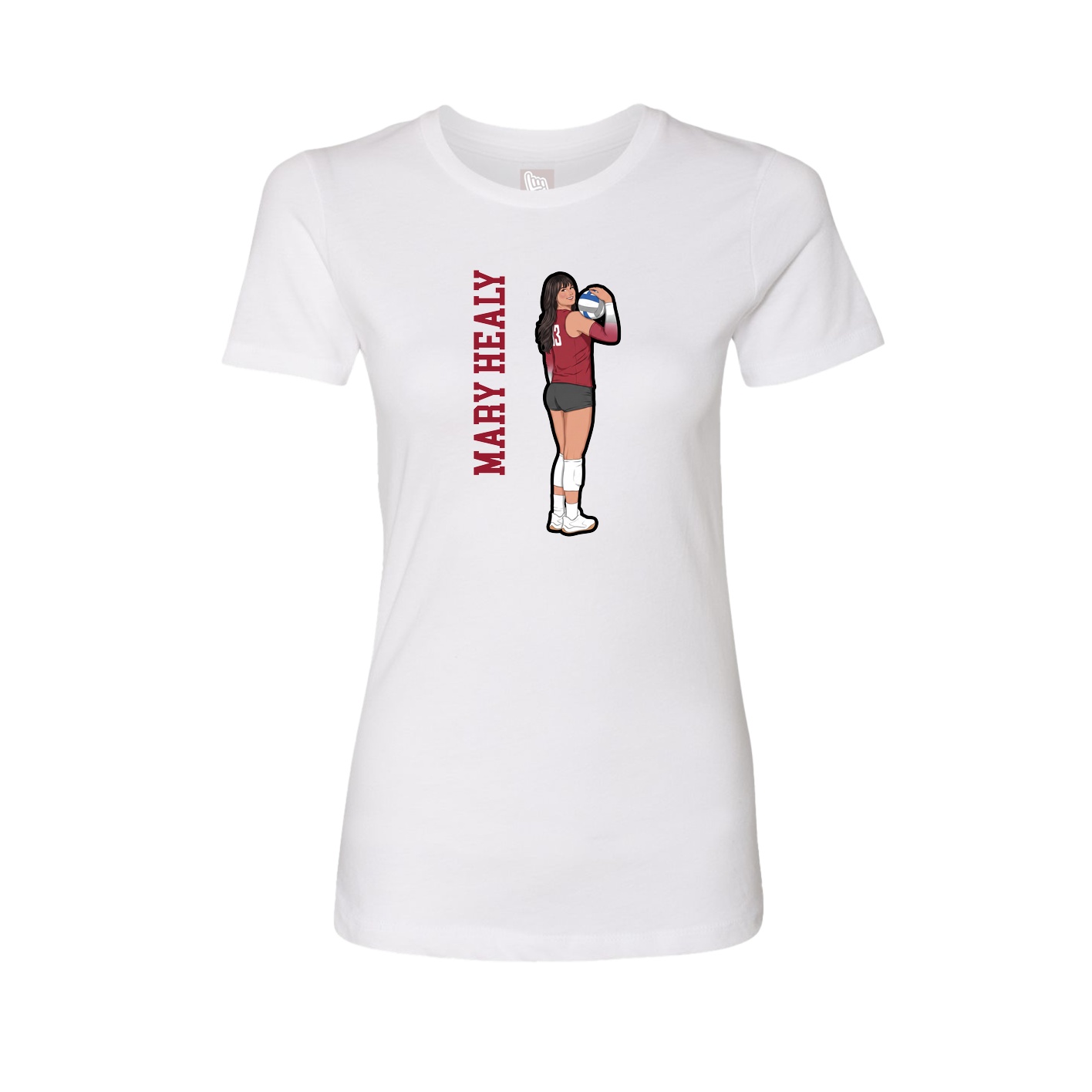 Fitted Women's Tee — Name Vertical in White