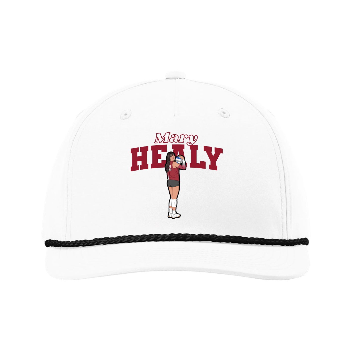 Five-Panel Classic Rope Cap — Name Arch in White