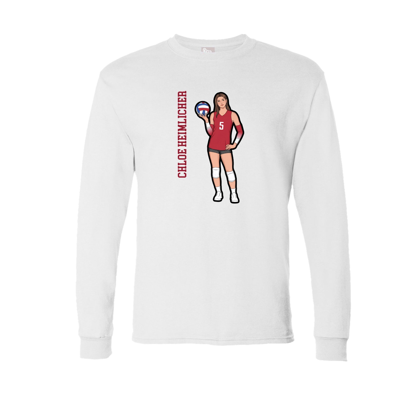 Long Sleeve Tee — Name Vertical in White