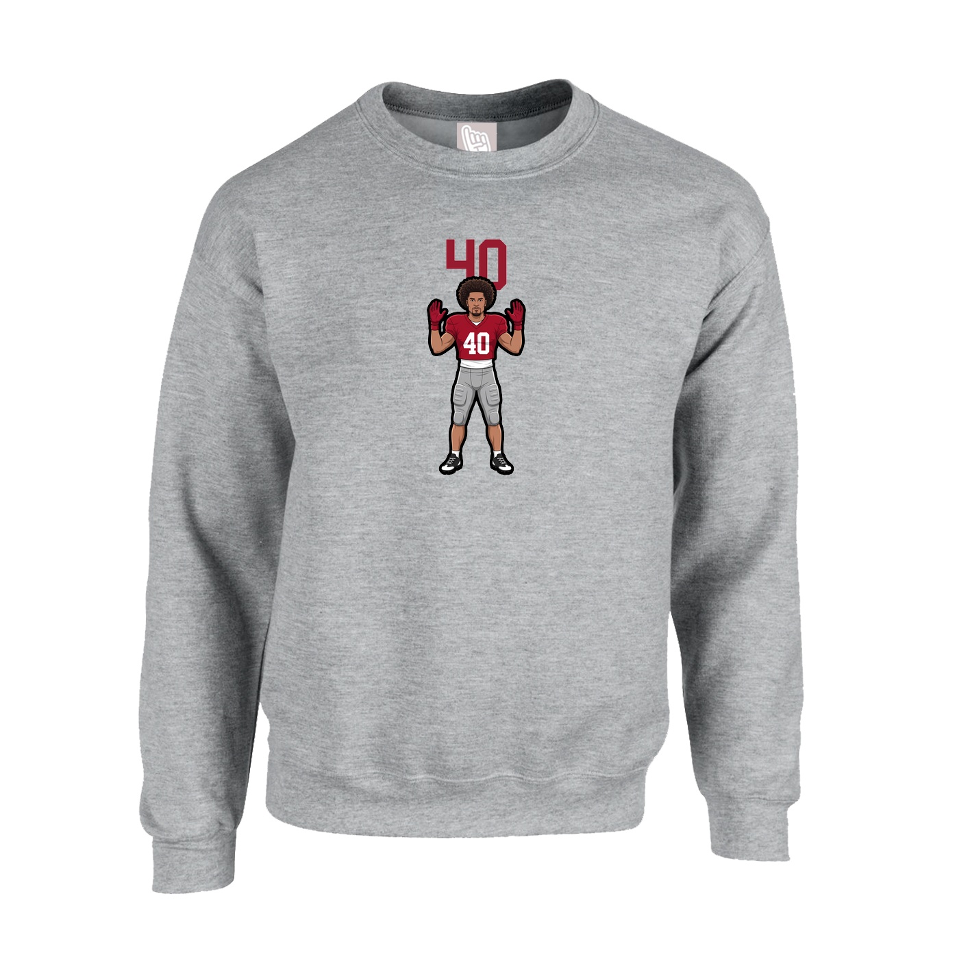 Fleece Crew — Number Top in Grey