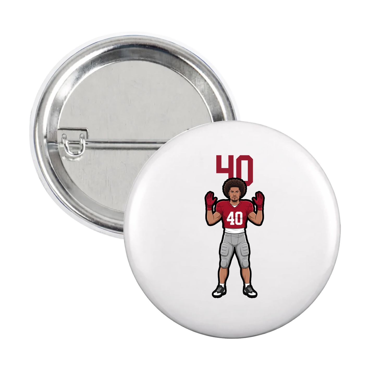 Game Day Button — Number Top in White