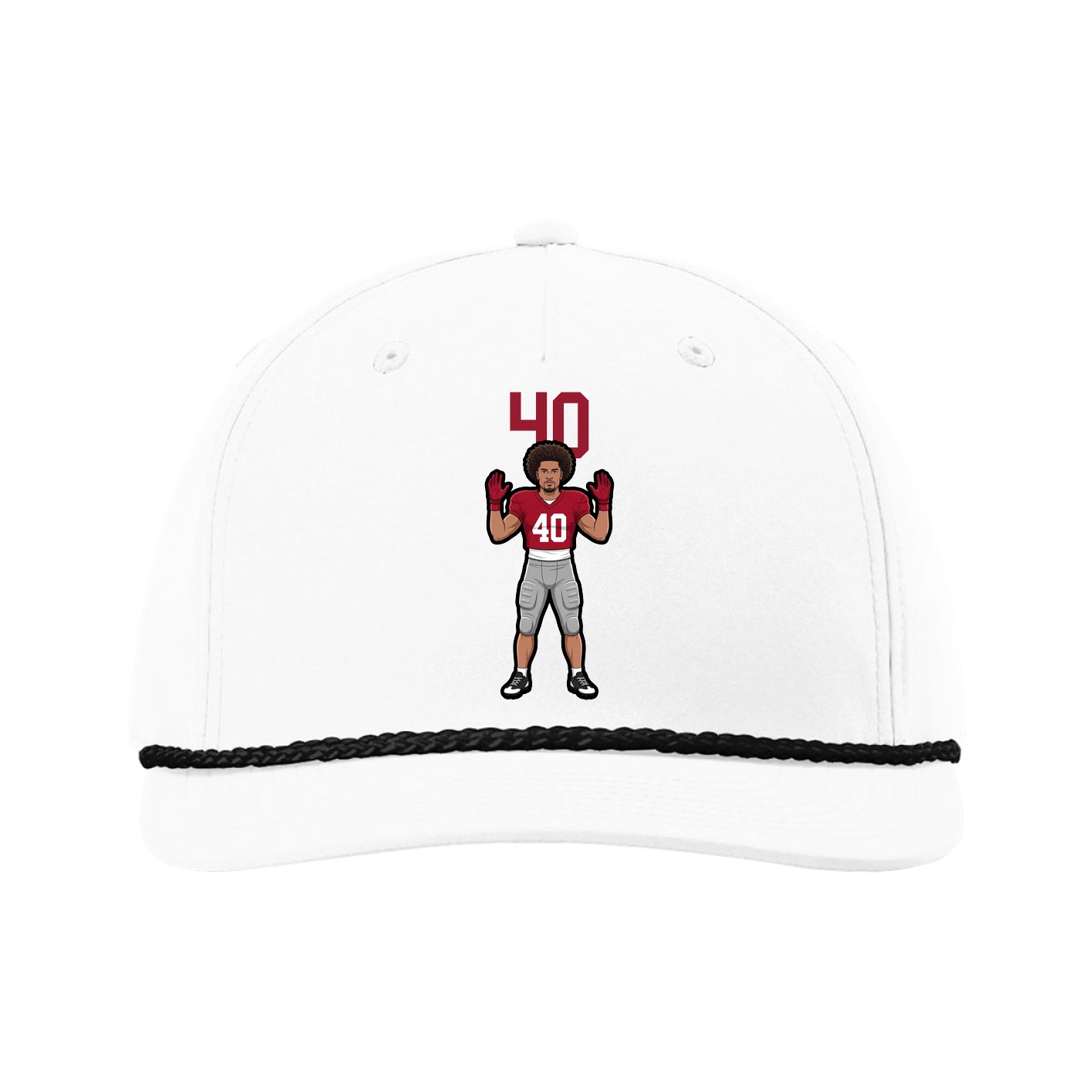 Five-Panel Classic Rope Cap — Number Top in White