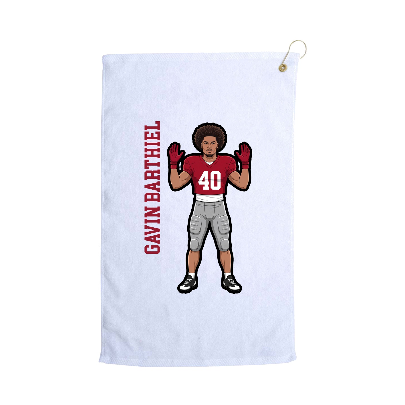 Golf Towel — Name Vertical in White