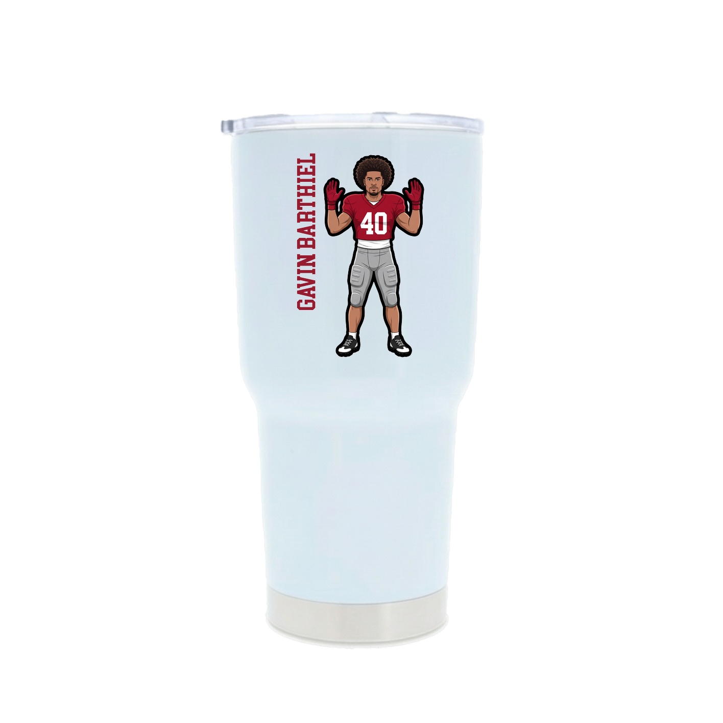 30oz Stainless Steel Tumbler — Name Vertical in White