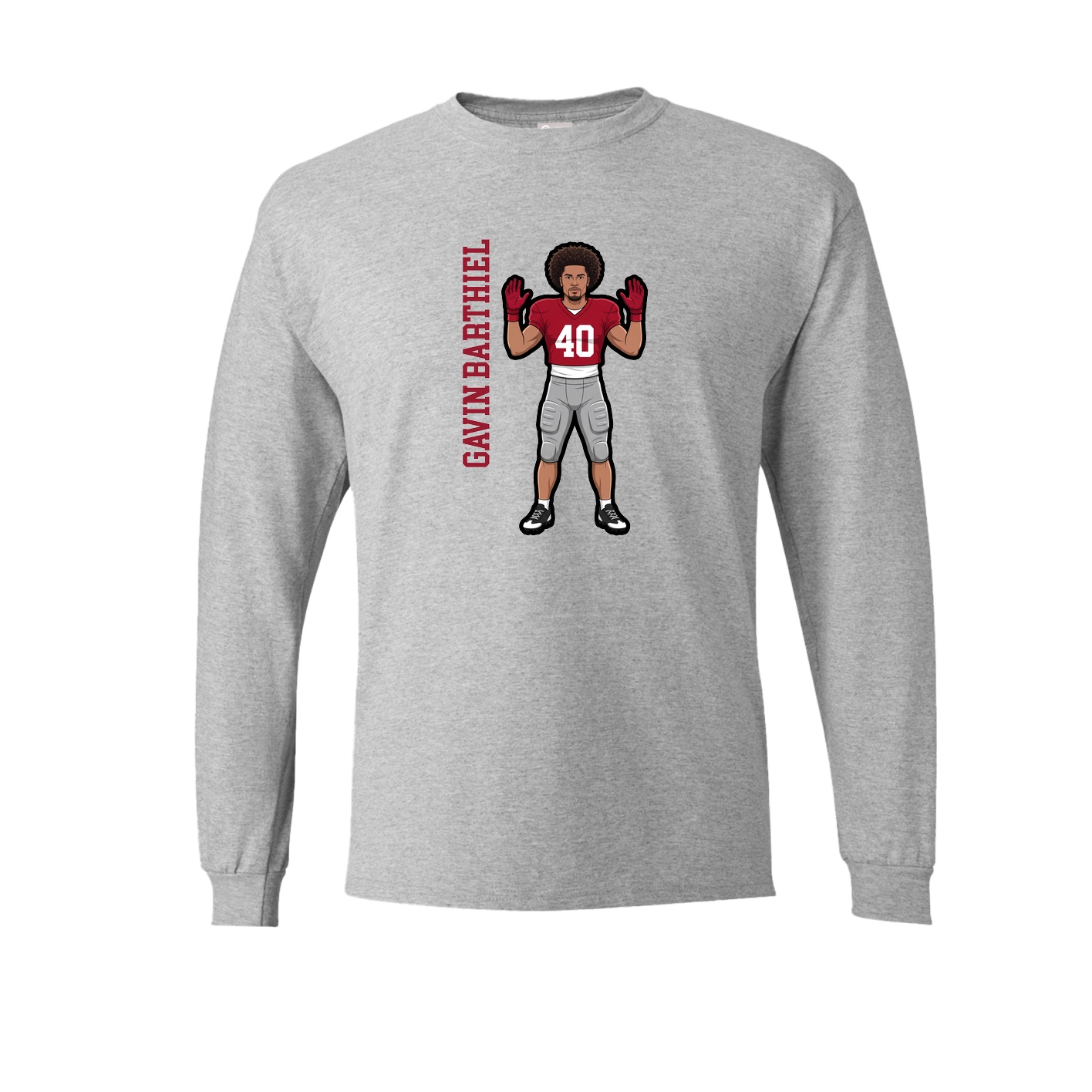 Long Sleeve Tee — Name Vertical in Grey