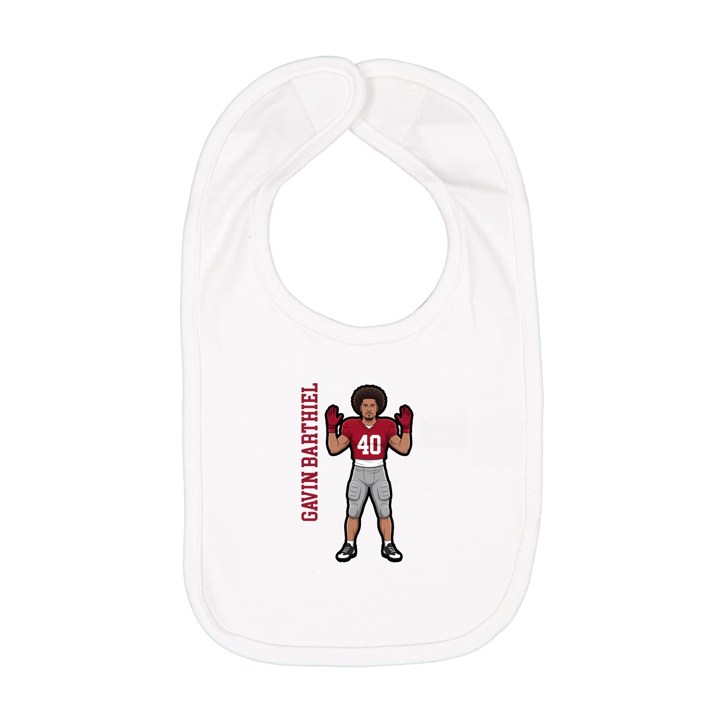Infant Bib — Name Vertical in White
