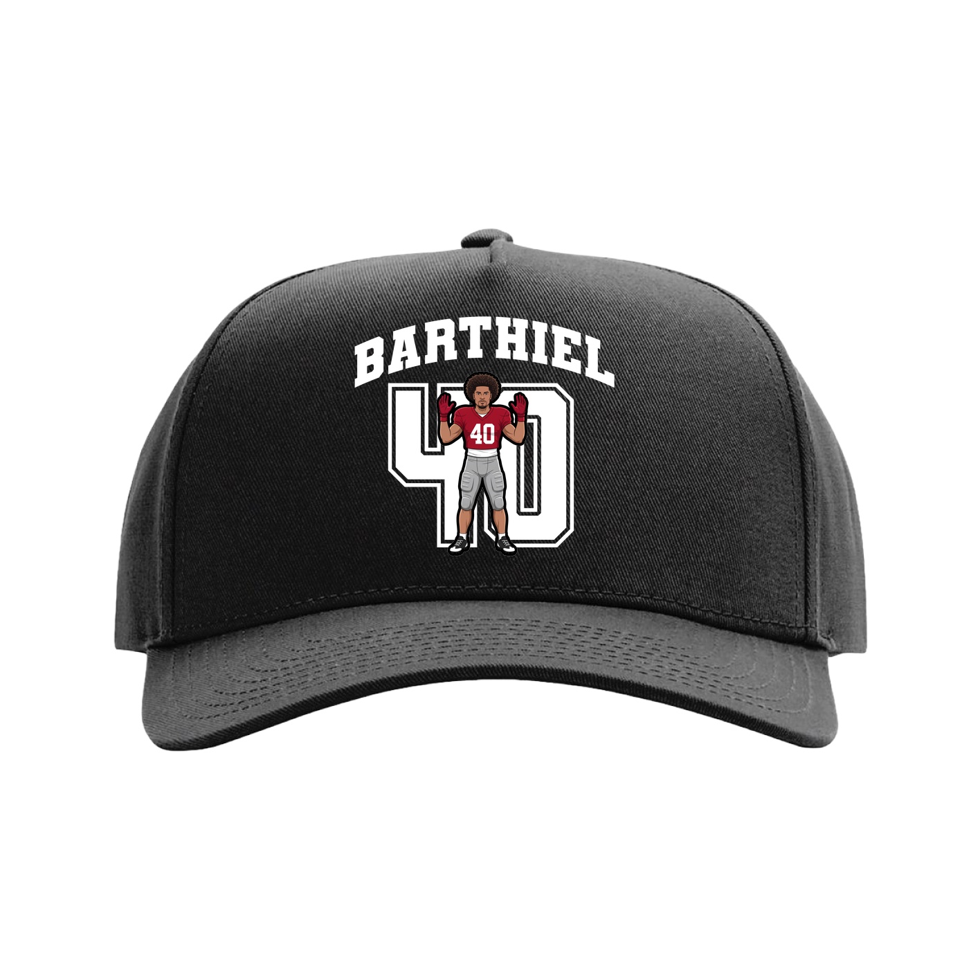 Full Fabric Five-Panel Champ Cap — Number in Black