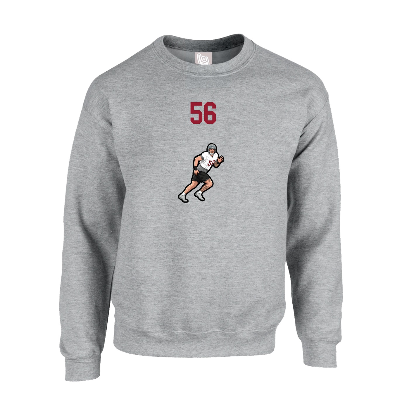Fleece Crew — Number Top in Grey
