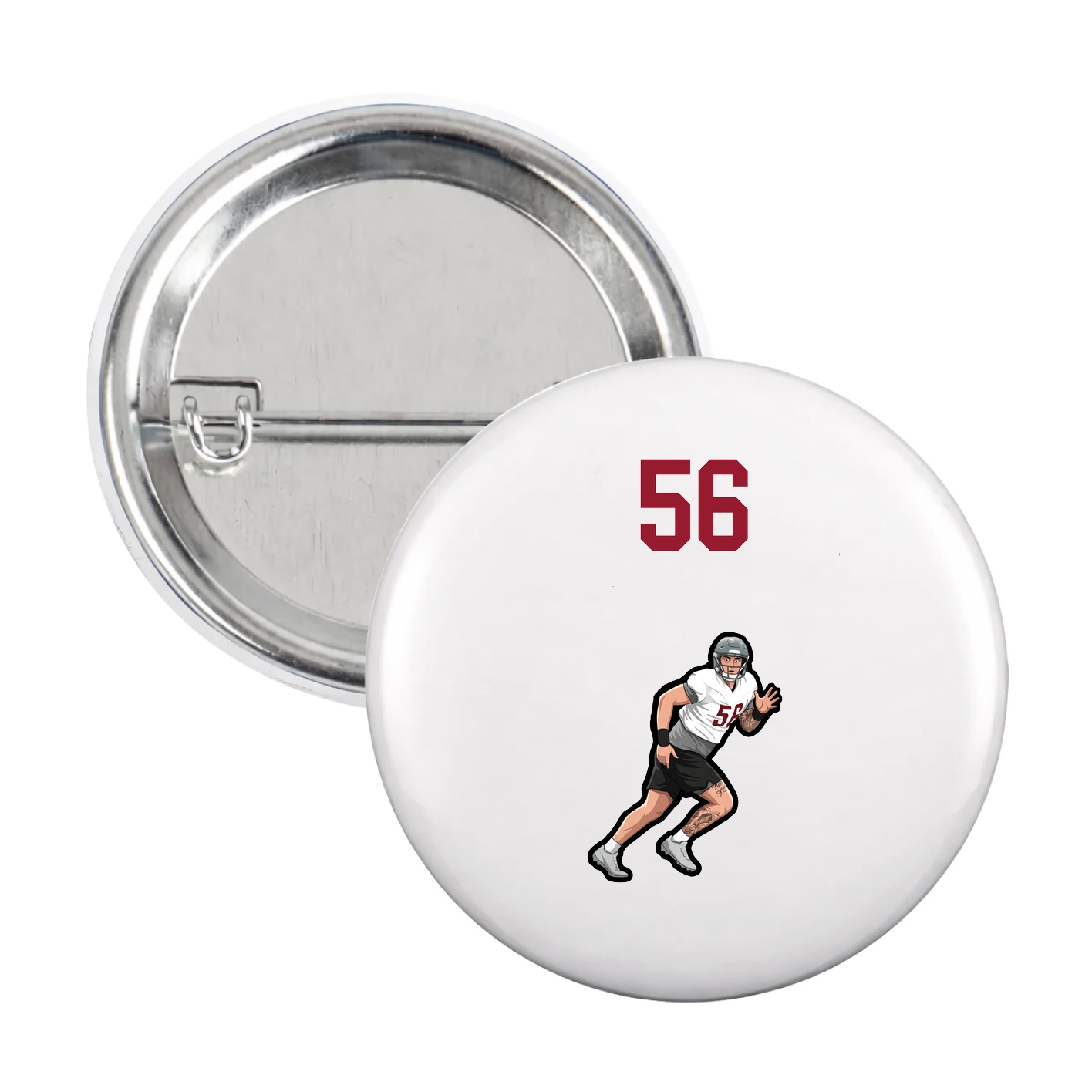 Game Day Button — Number Top in White
