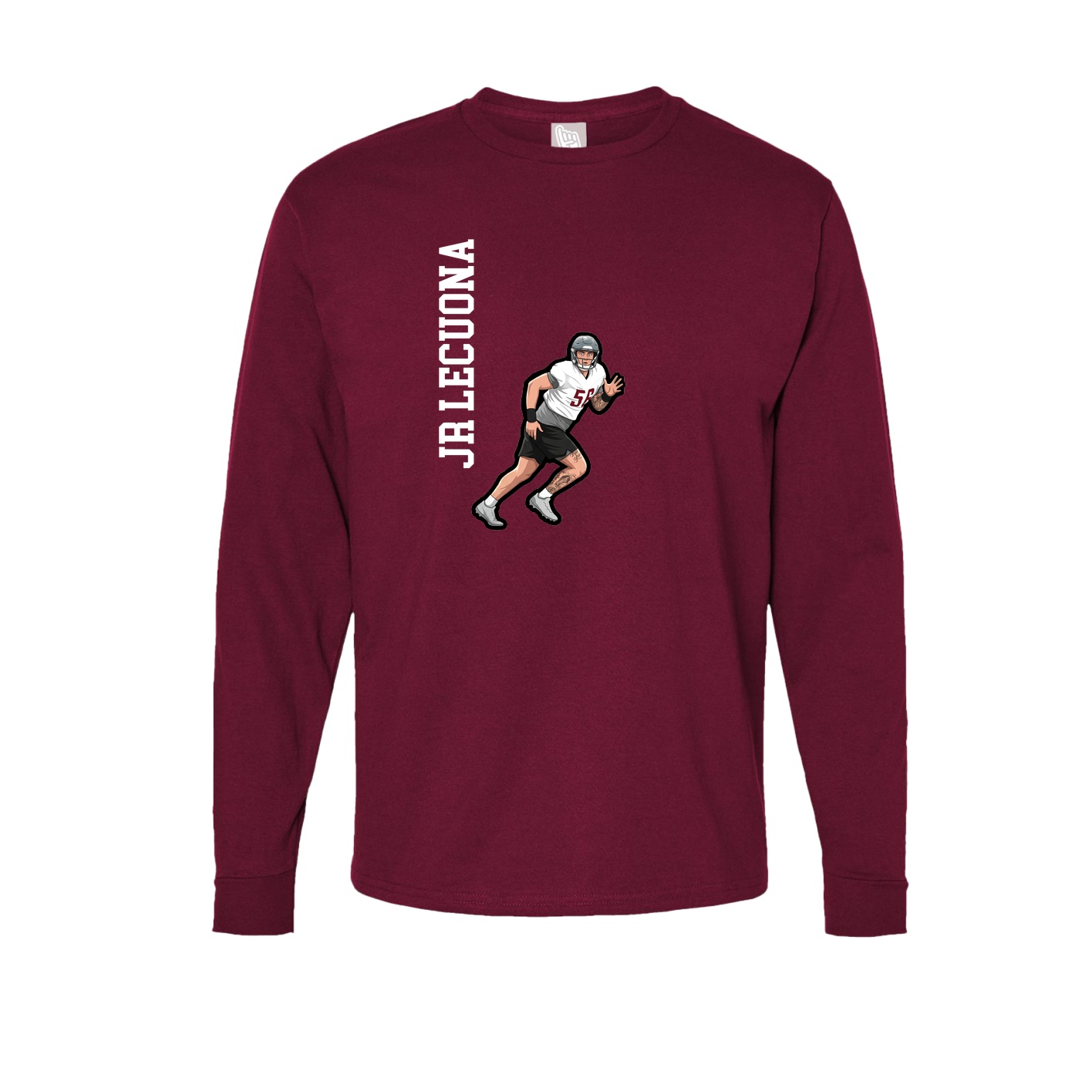 Long Sleeve Tee — Name Vertical in Cardinal