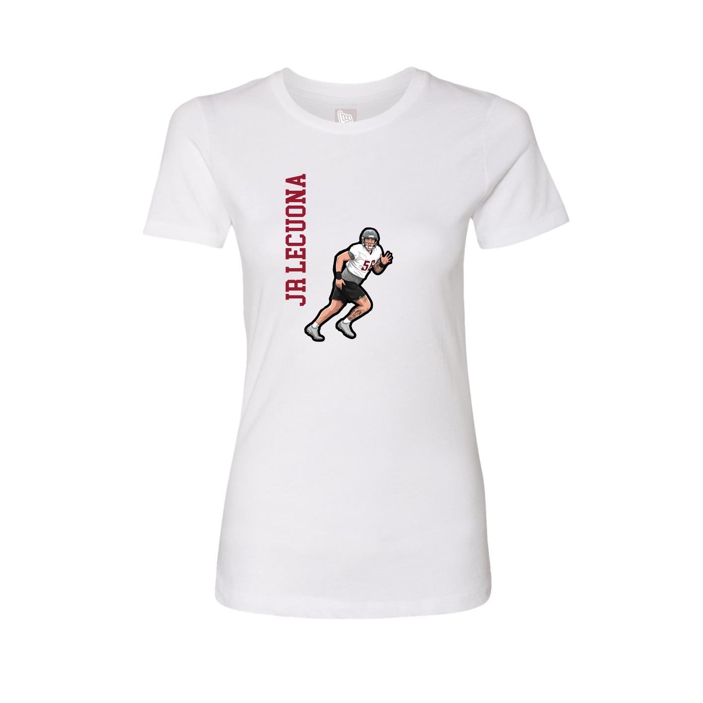Fitted Women's Tee — Name Vertical in White