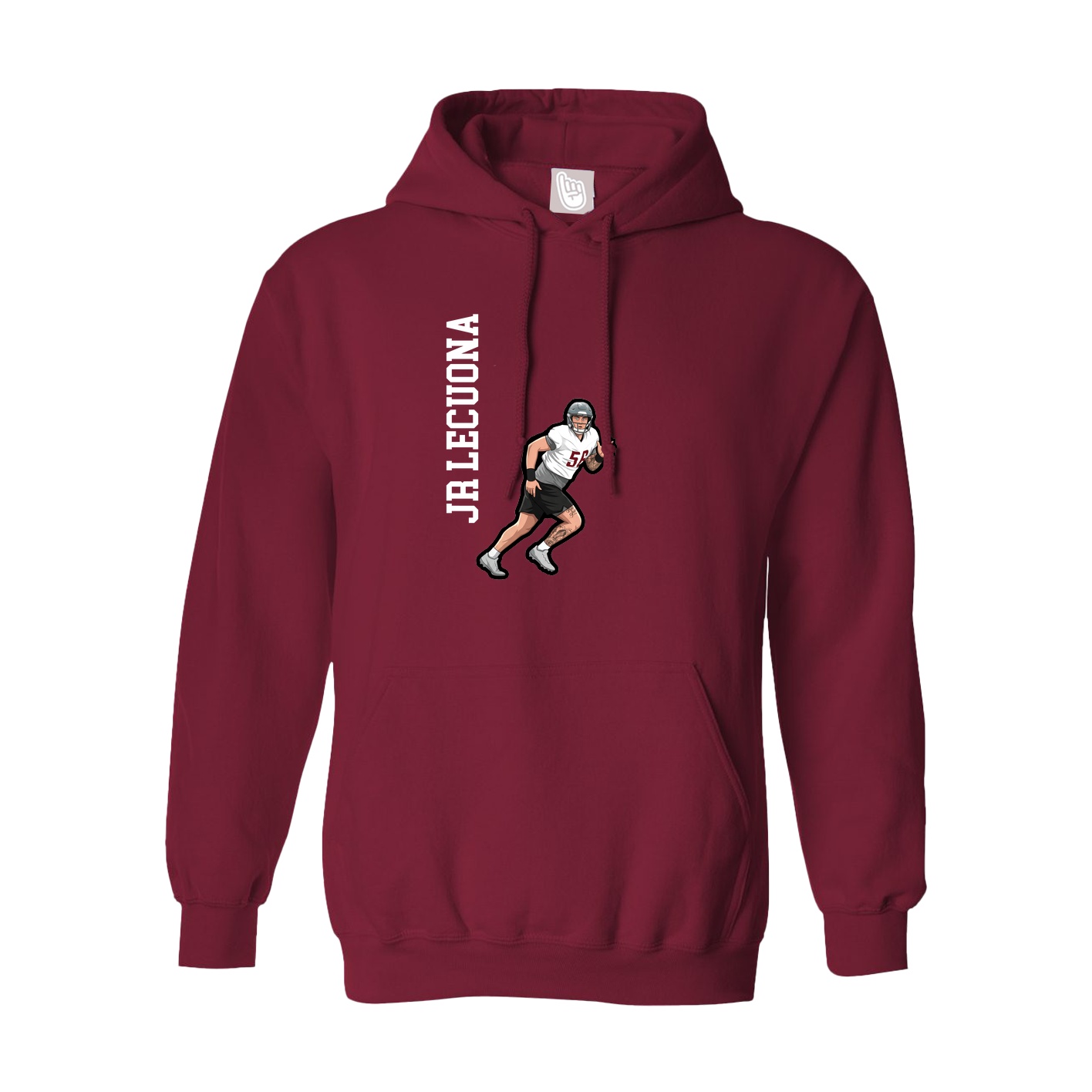Hoodie — Name Vertical in Cardinal