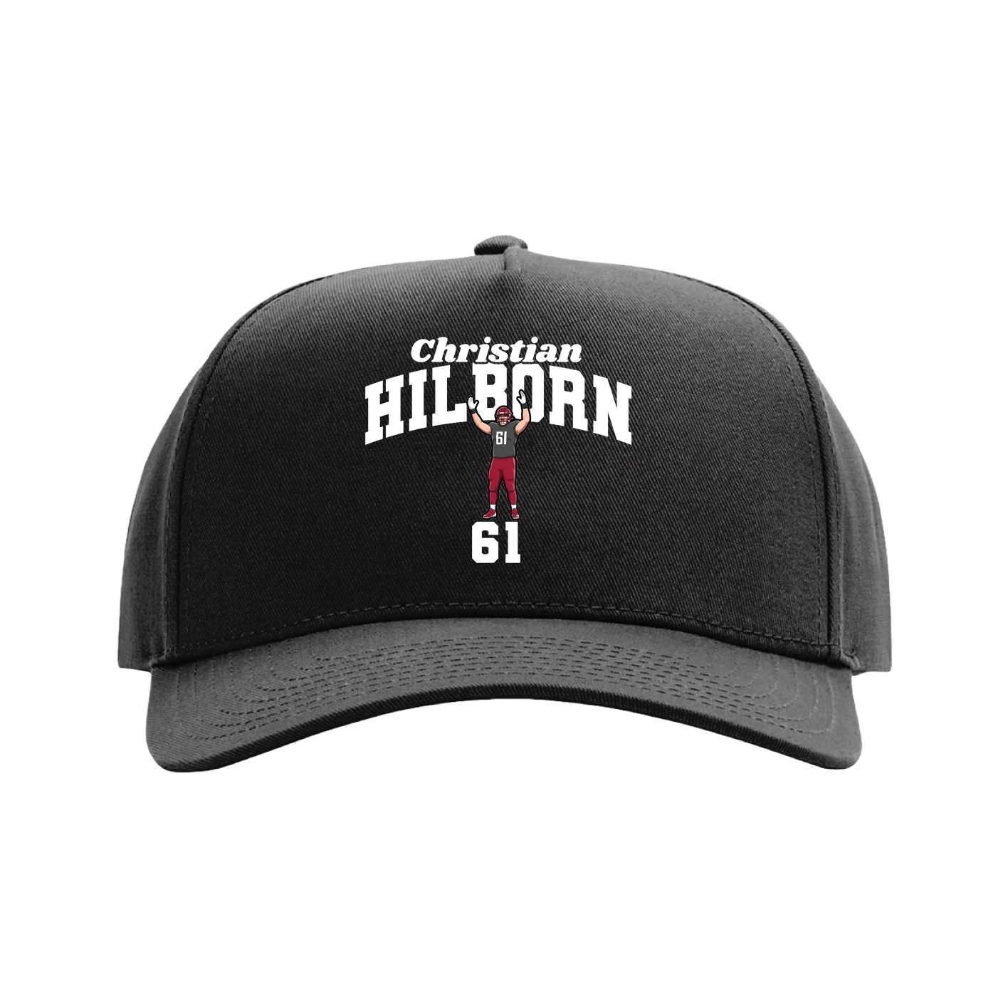 Full Fabric Five-Panel Champ Cap — Signature Arch in Black