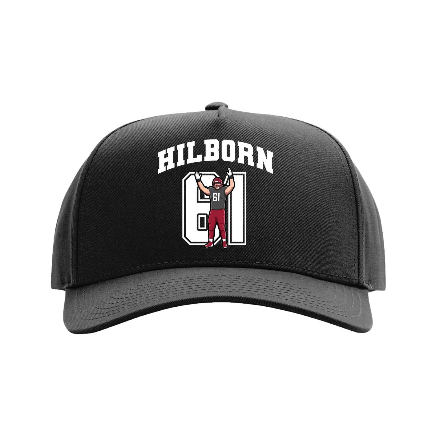 Full Fabric Five-Panel Champ Cap — Number in Black