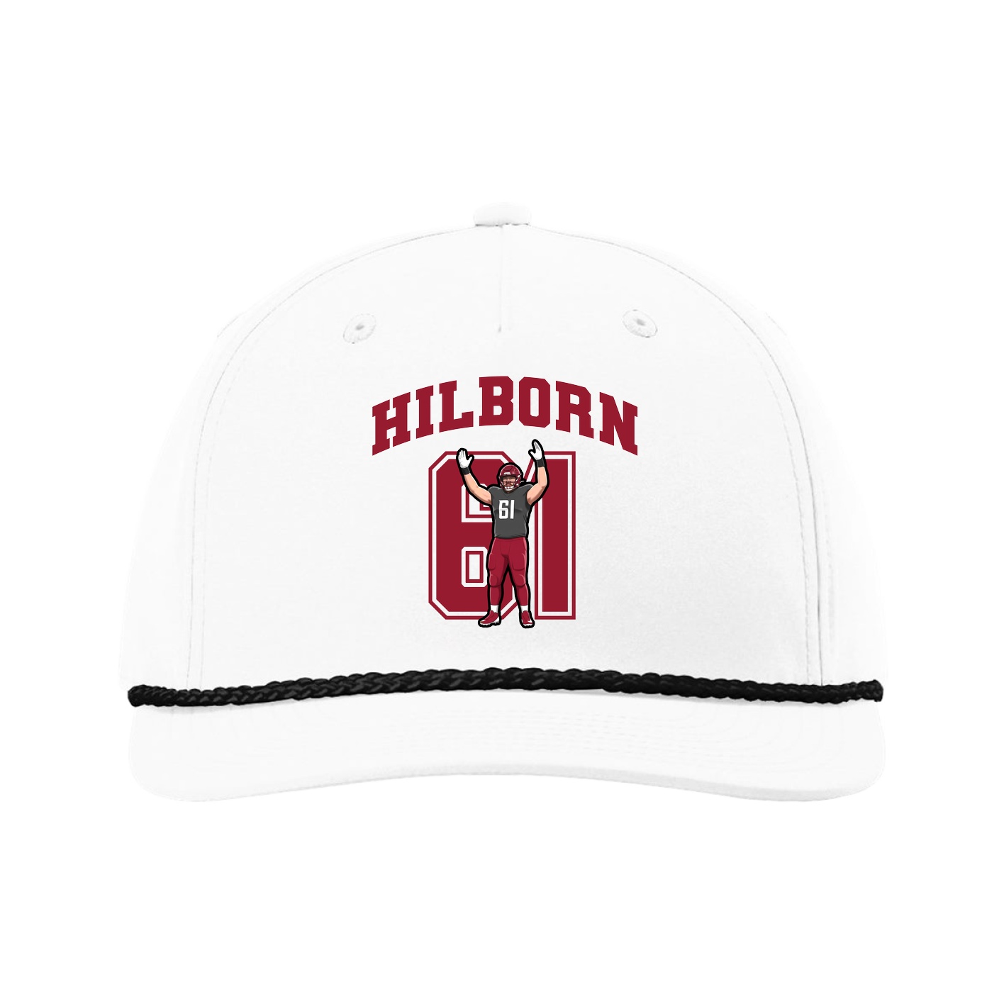 Five-Panel Classic Rope Cap — Number in White