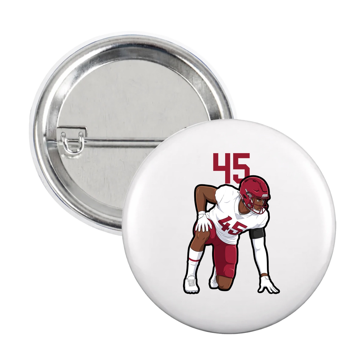 Game Day Button — Number Top in White