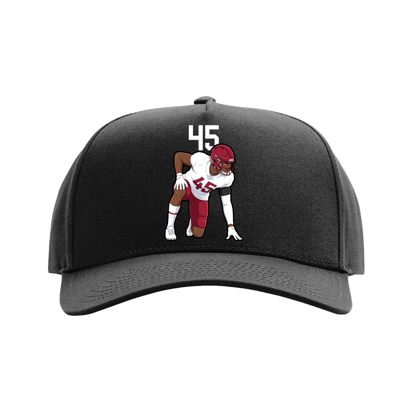 Full Fabric Five-Panel Champ Cap — Number Top in Black