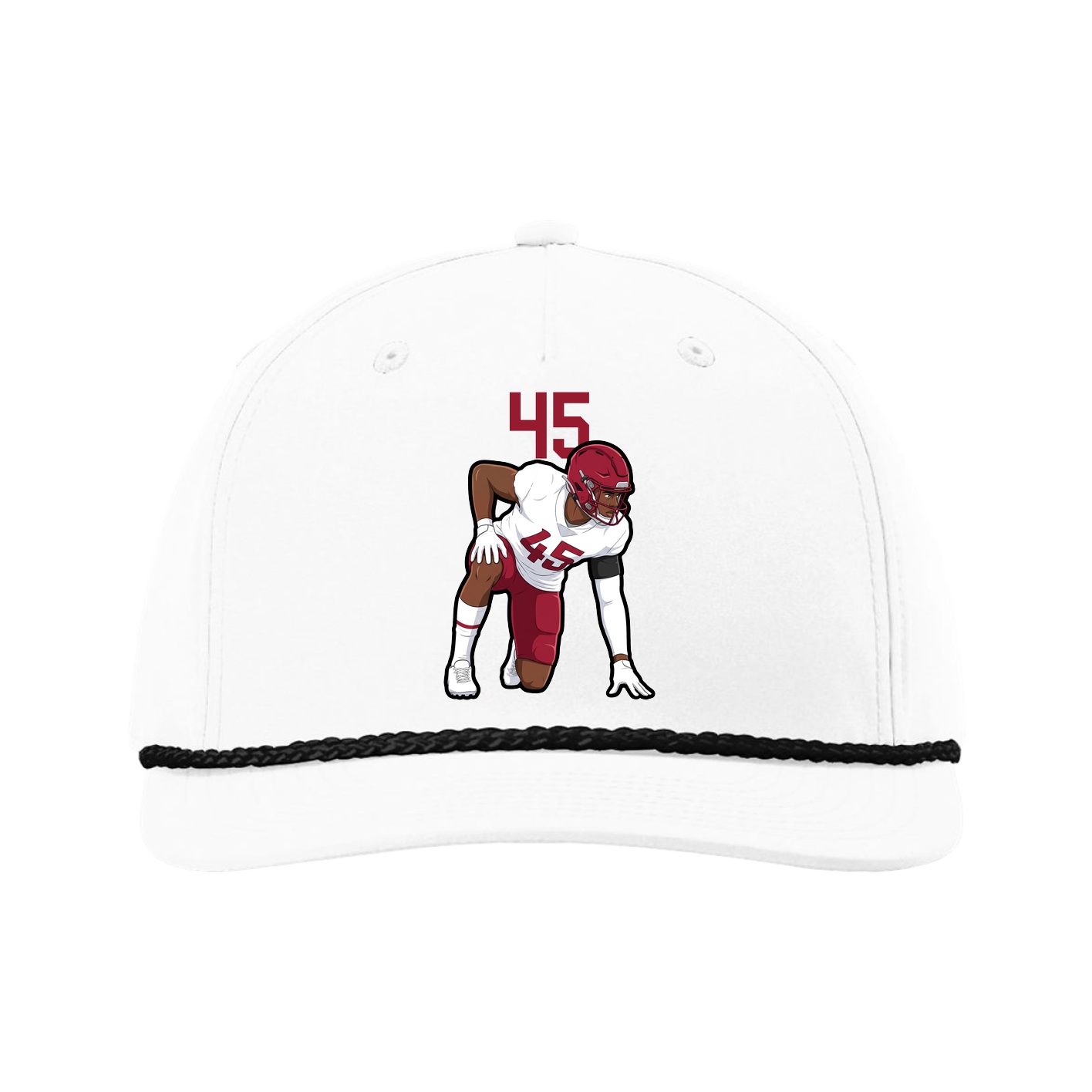 Five-Panel Classic Rope Cap — Number Top in White