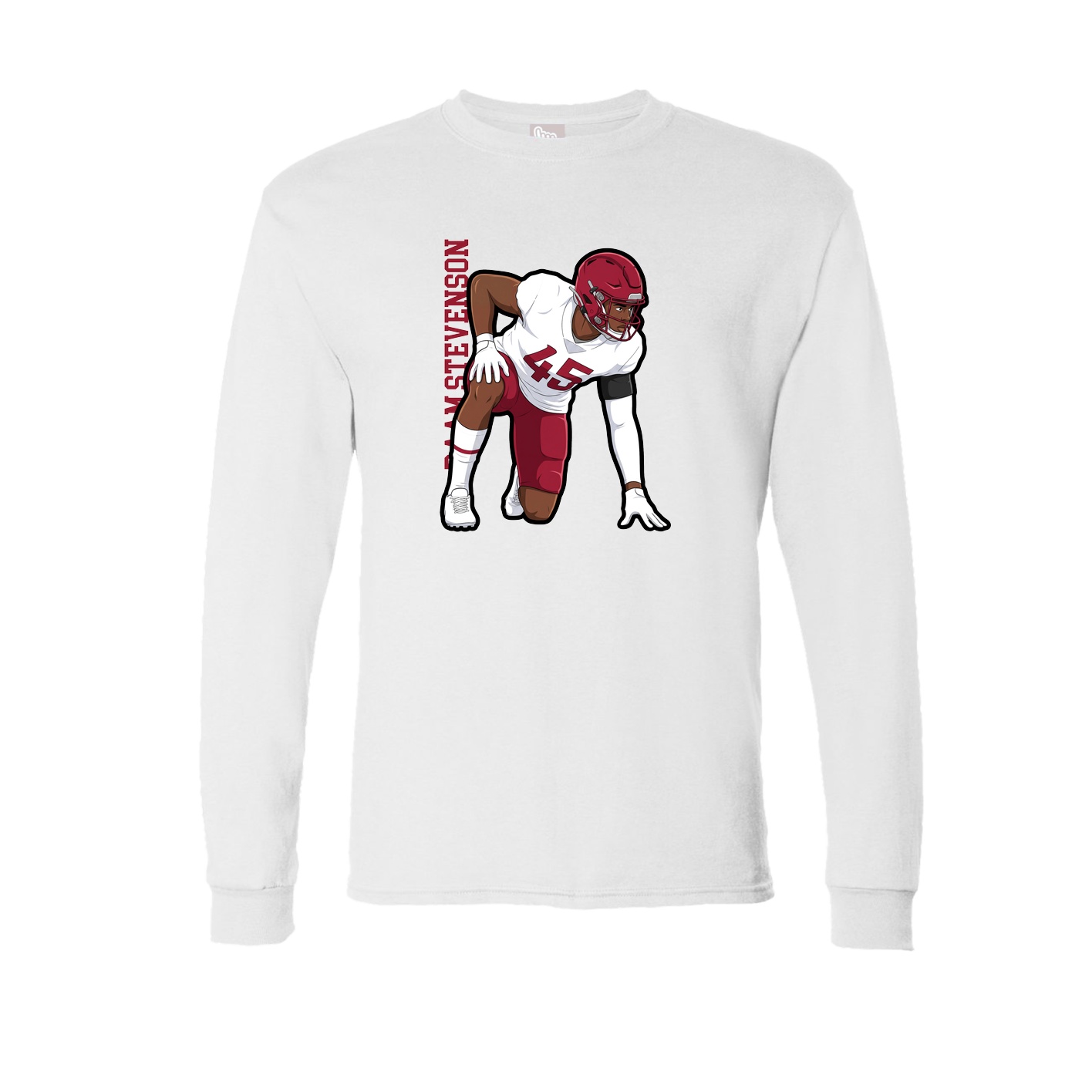Long Sleeve Tee — Name Vertical in White