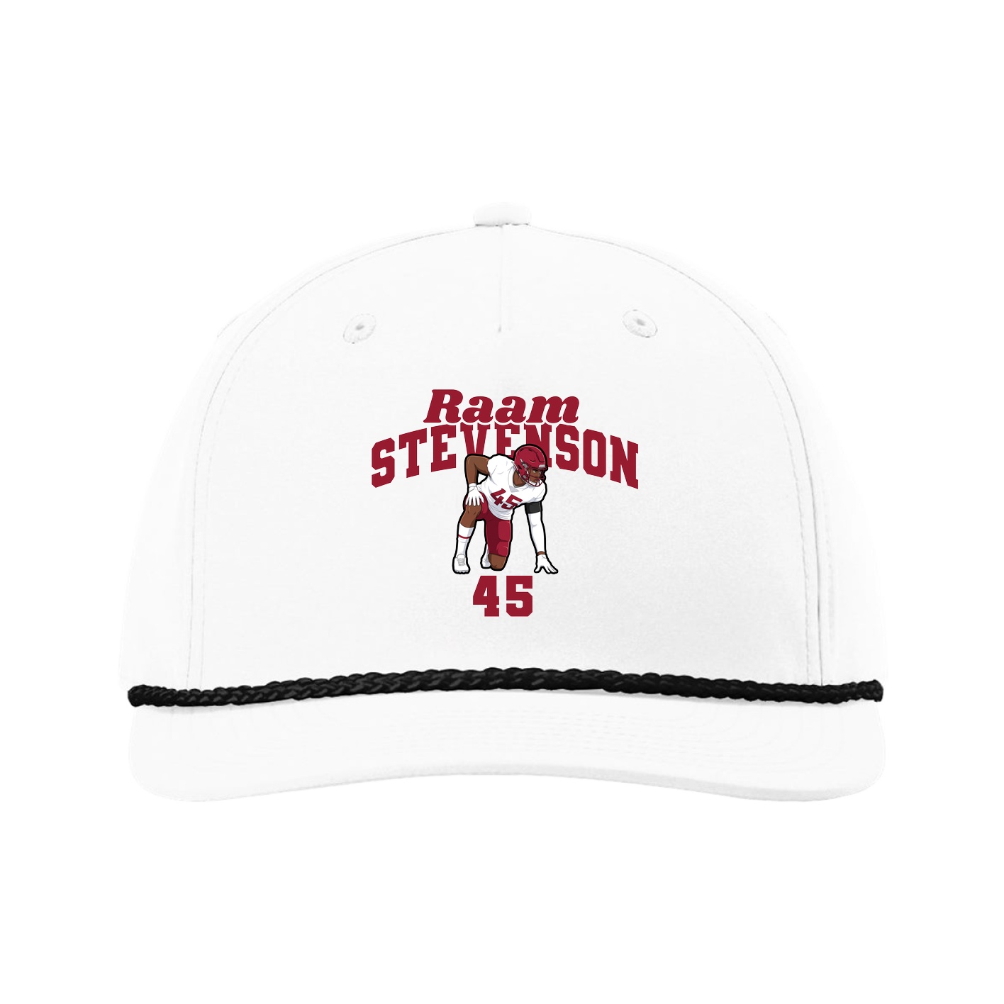 Five-Panel Classic Rope Cap — Signature Arch in White
