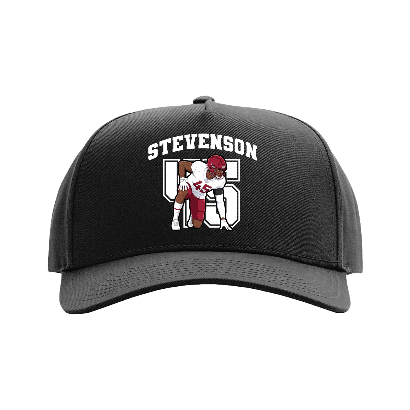 Full Fabric Five-Panel Champ Cap — Number in Black