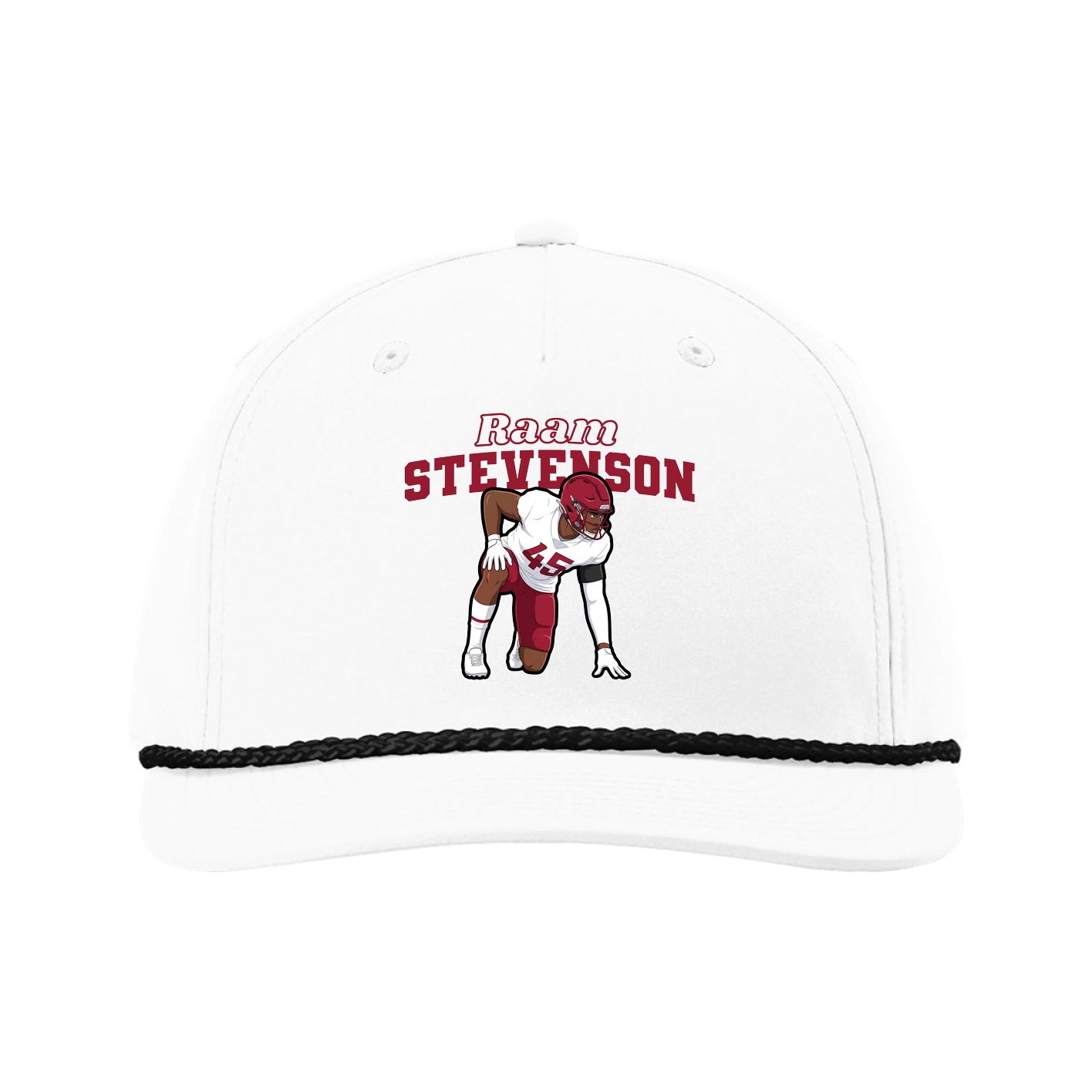 Five-Panel Classic Rope Cap — Name Arch in White