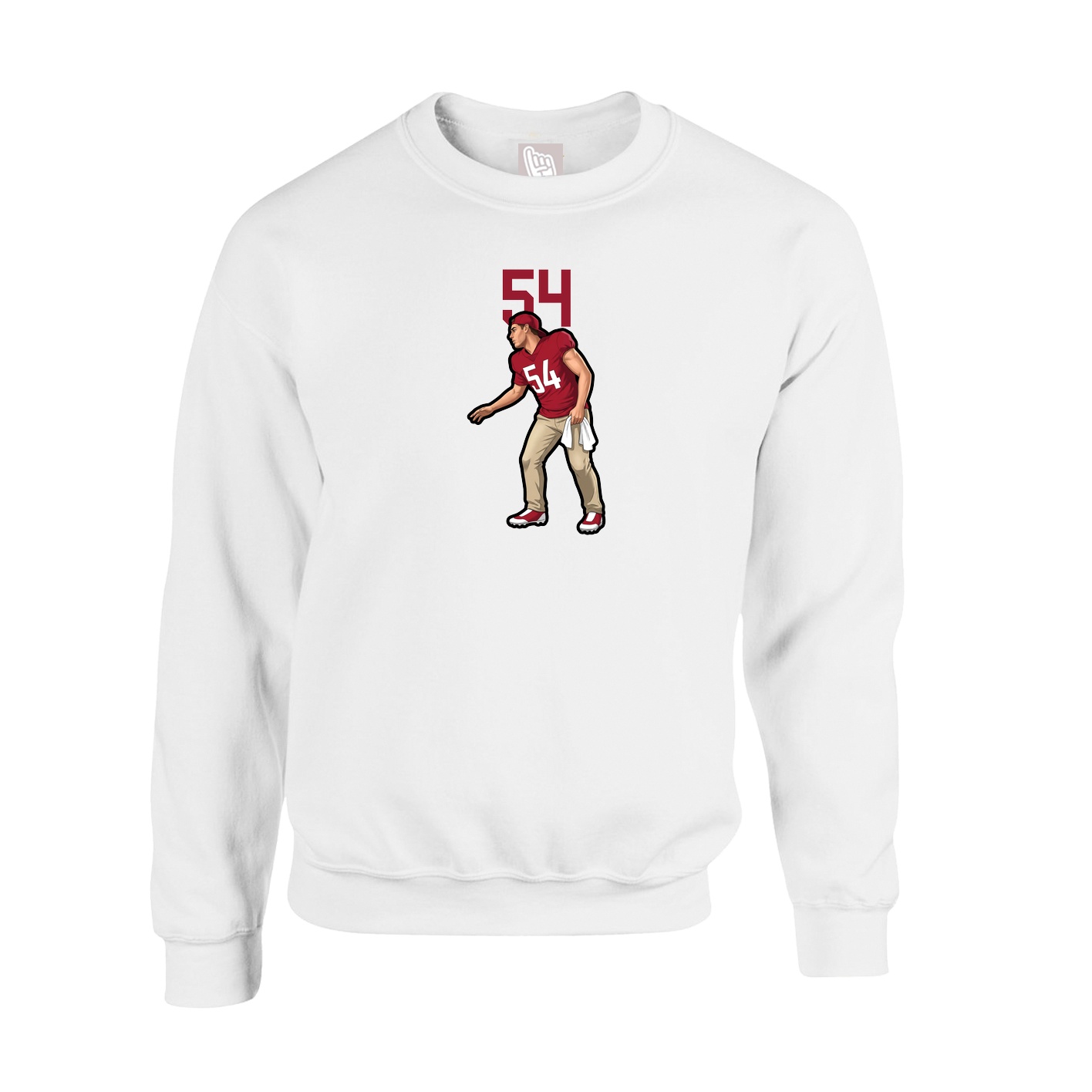 Fleece Crew — Number Top in White