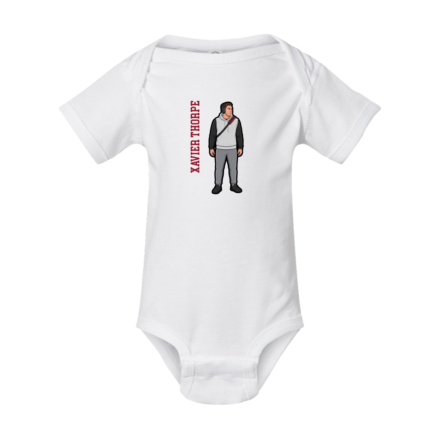 Baby Onesie — Name Vertical in White
