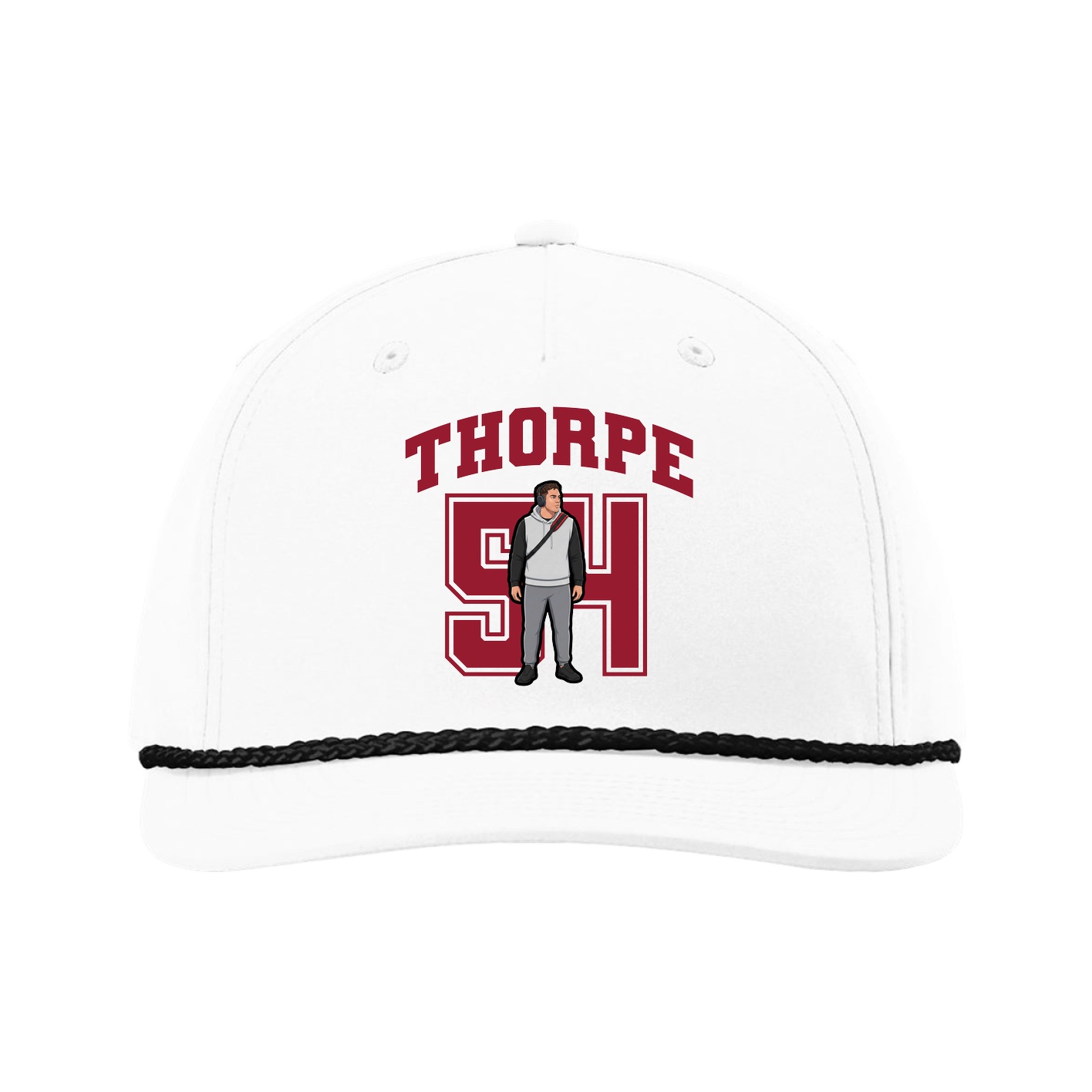 Five-Panel Classic Rope Cap — Number in White