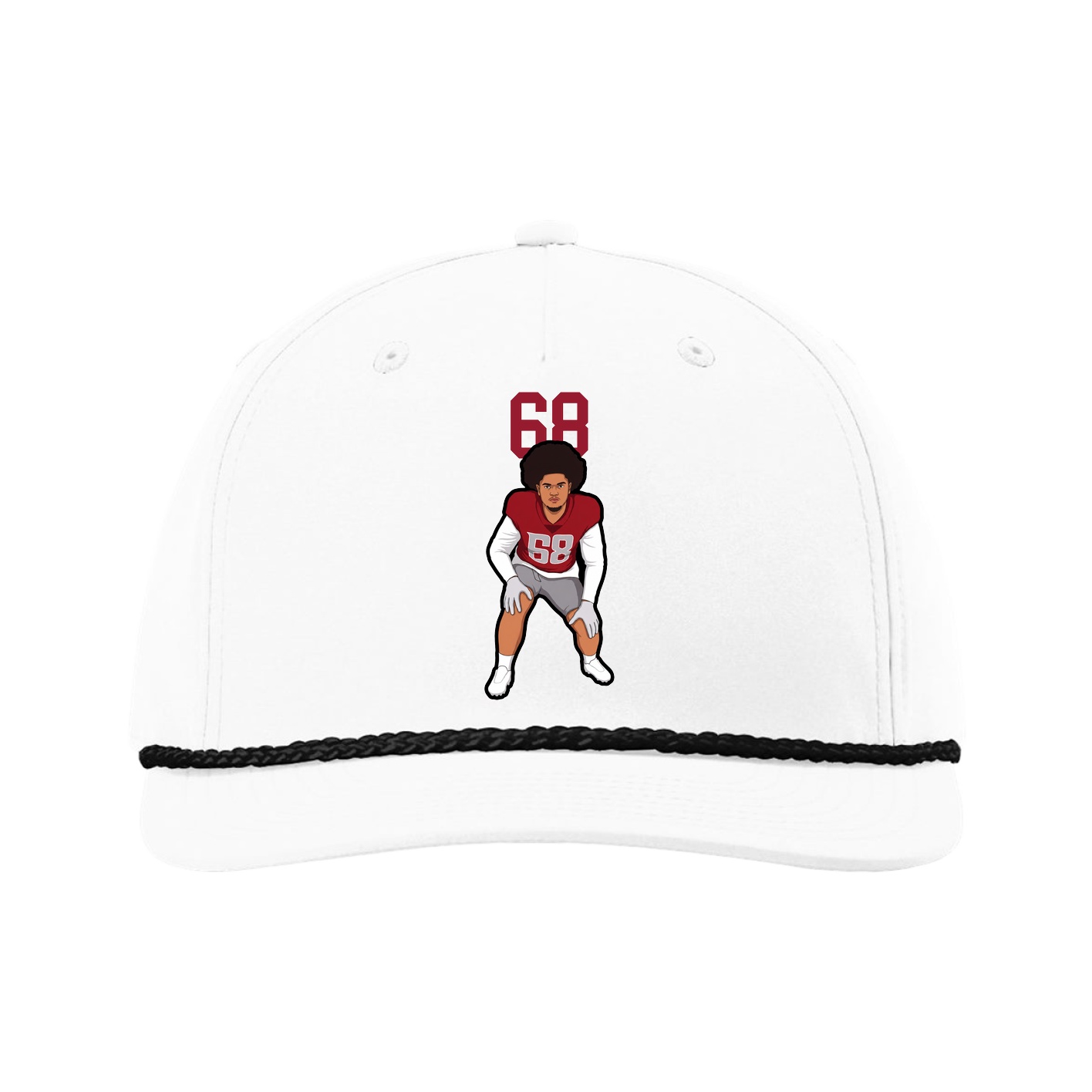 Five-Panel Classic Rope Cap — Number Top in White