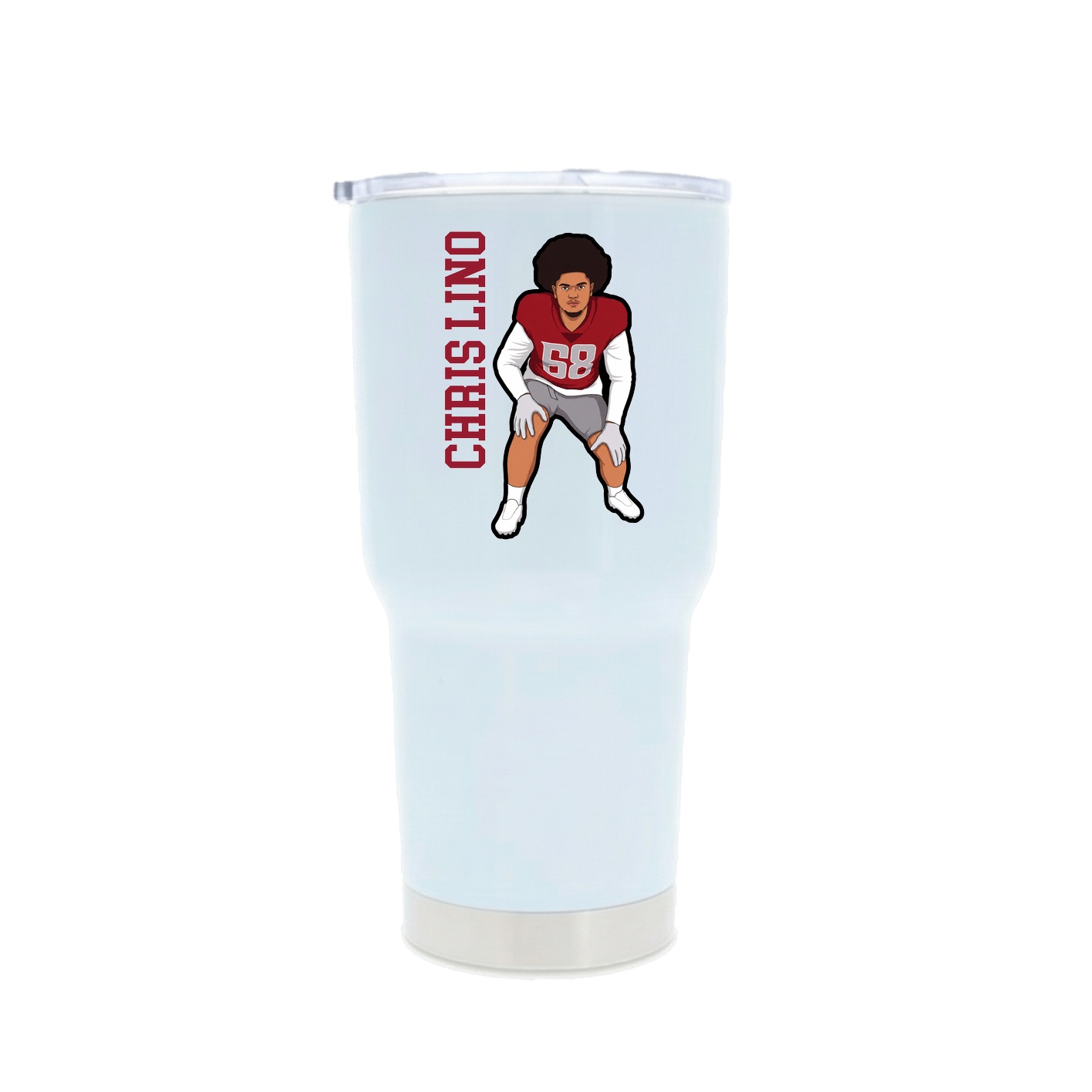30oz Stainless Steel Tumbler — Name Vertical in White
