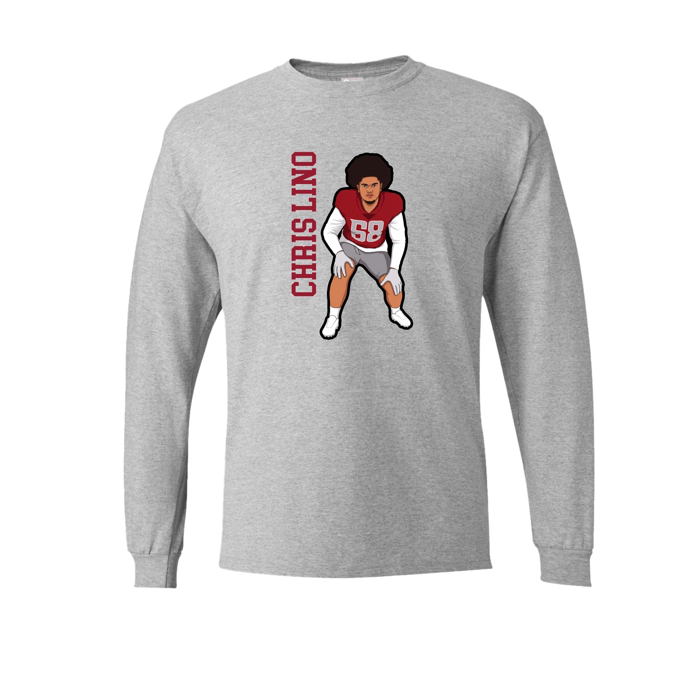 Long Sleeve Tee — Name Vertical in Grey
