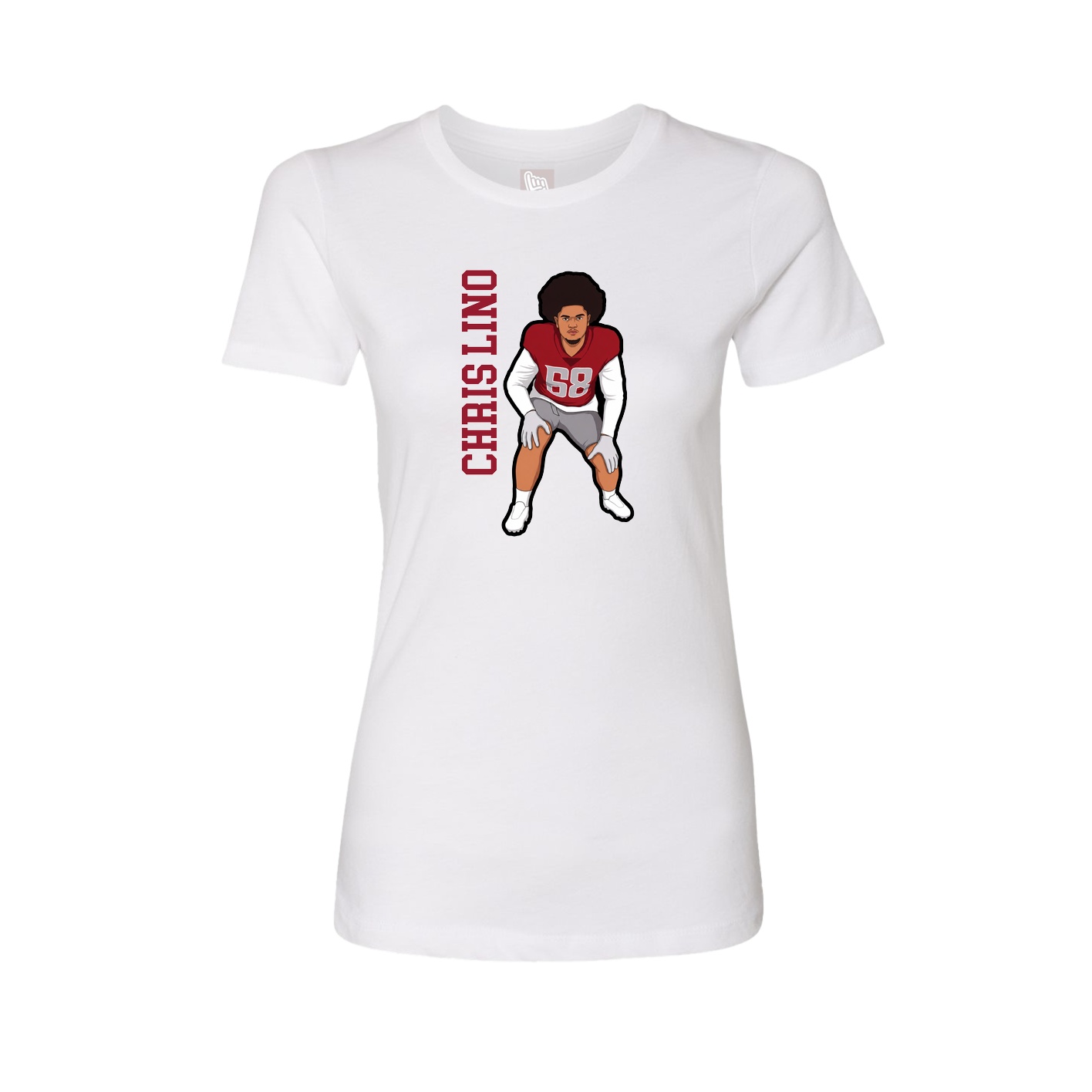 Fitted Women's Tee — Name Vertical in White