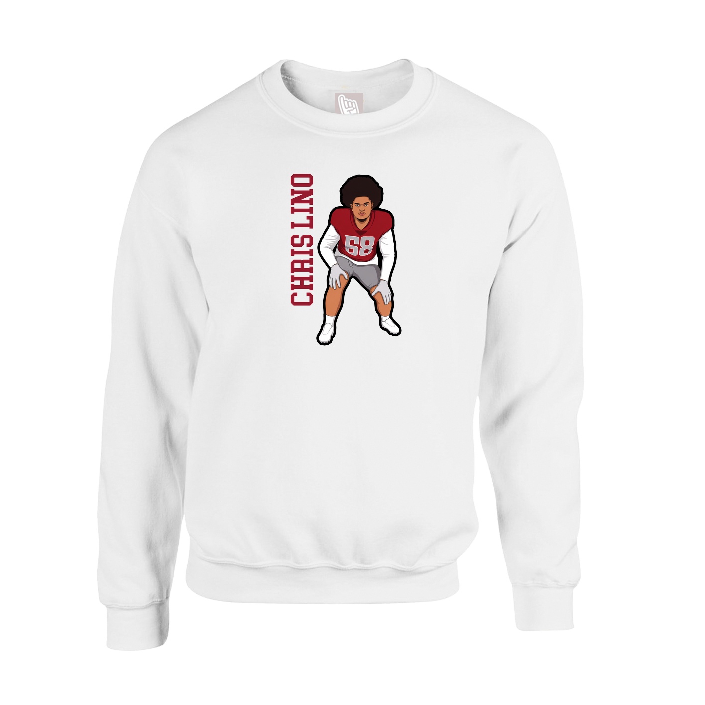 Fleece Crew — Name Vertical in White