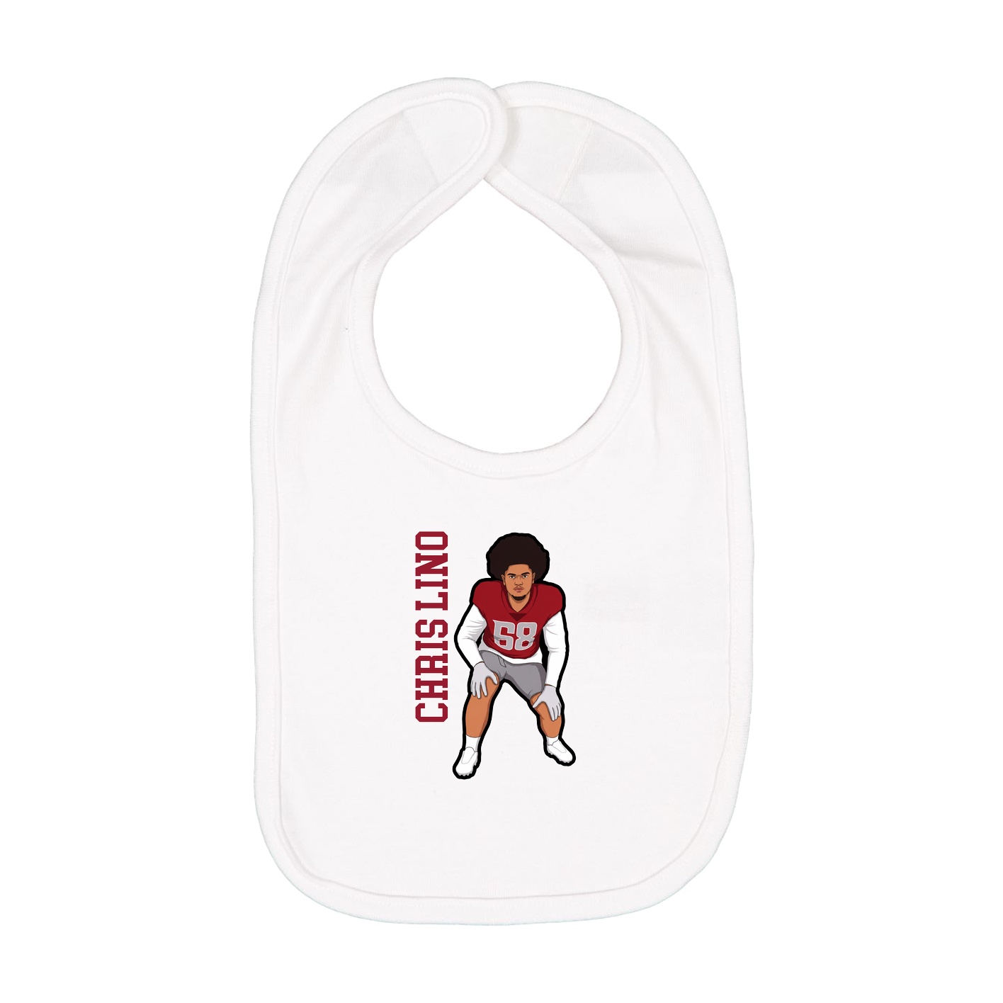 Infant Bib — Name Vertical in White