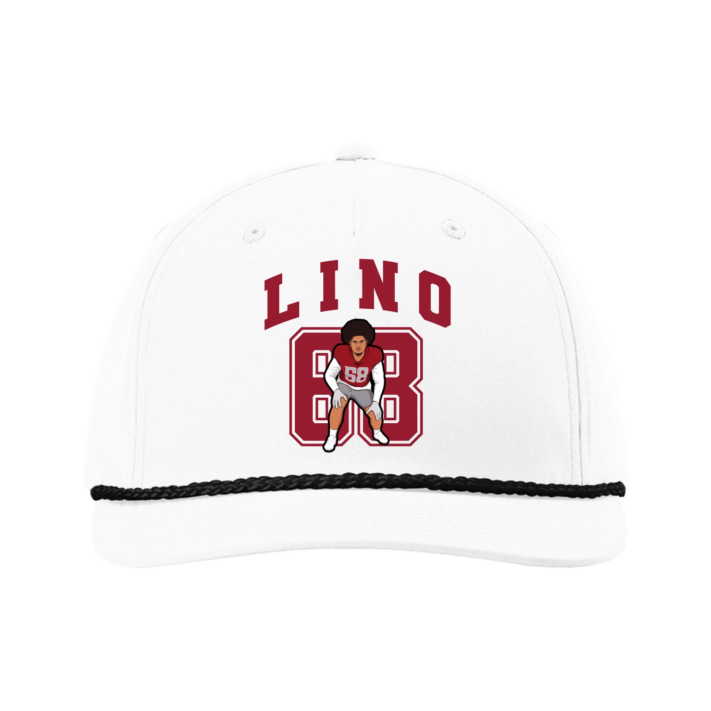 Five-Panel Classic Rope Cap — Number in White
