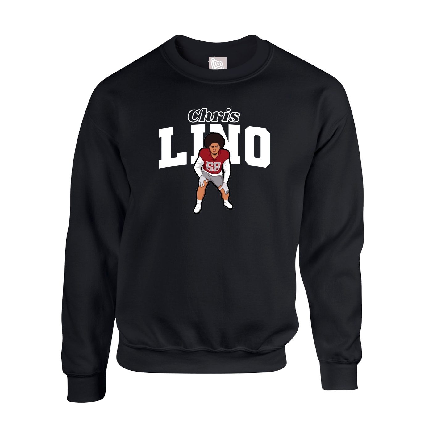 Fleece Crew — Name Arch in Black