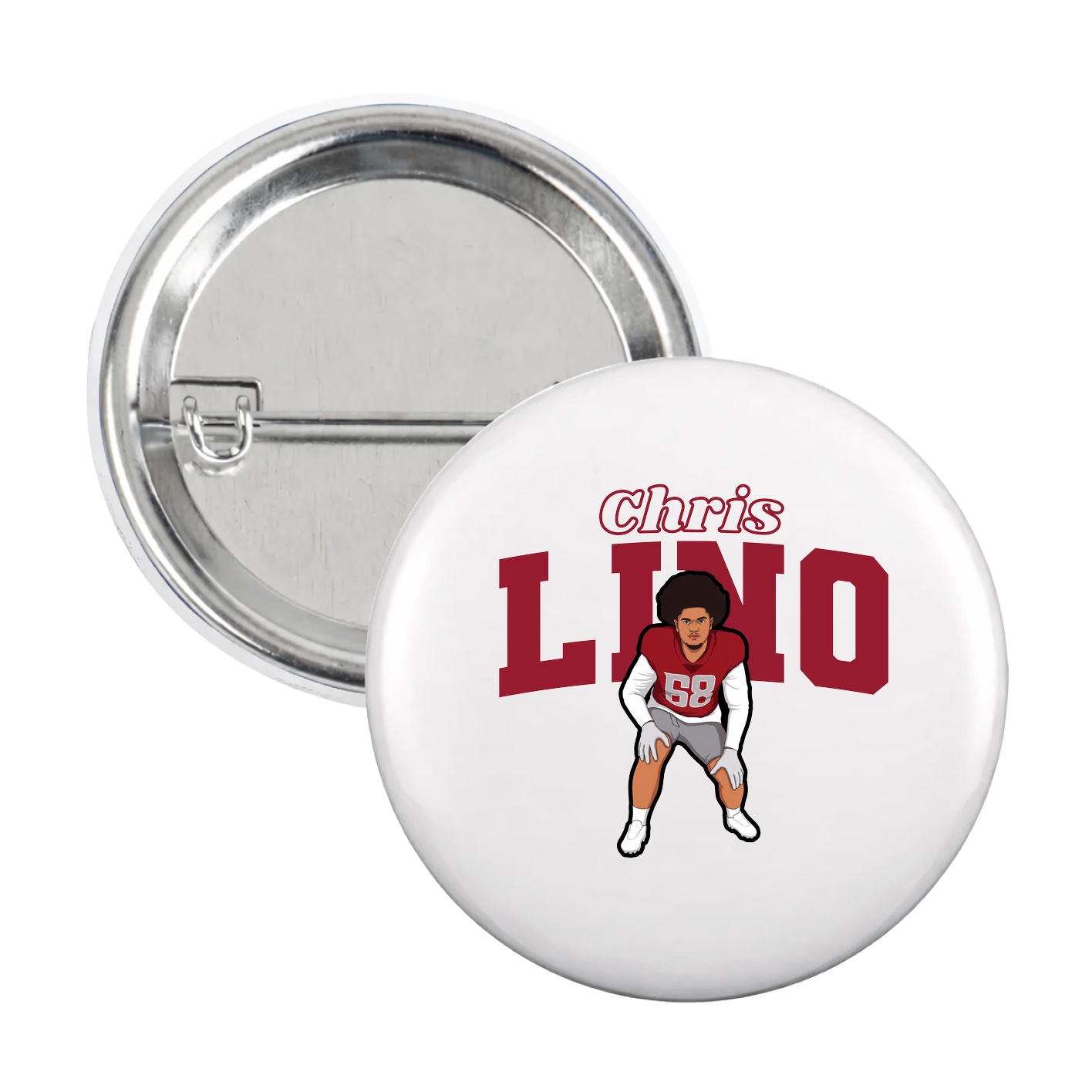 Game Day Button — Name Arch in White