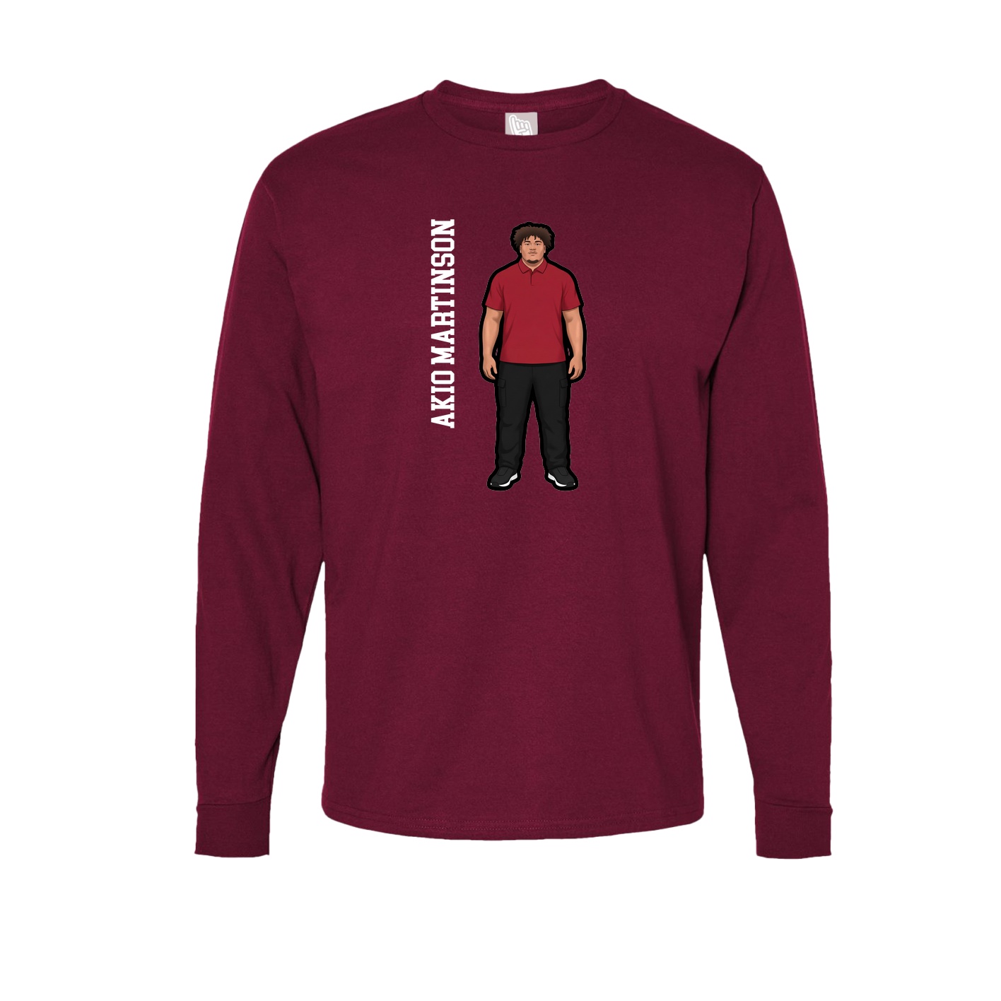 Long Sleeve Tee — Name Vertical in Cardinal
