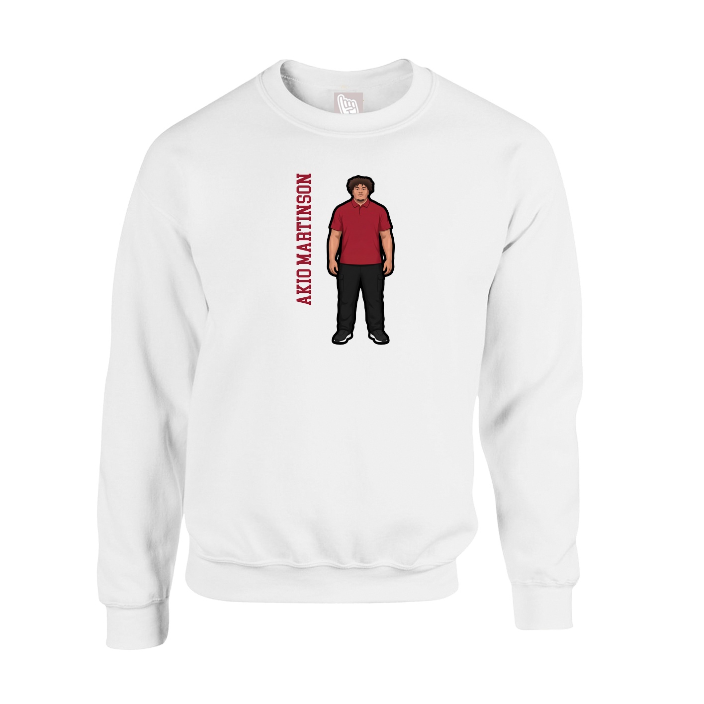 Fleece Crew — Name Vertical in White