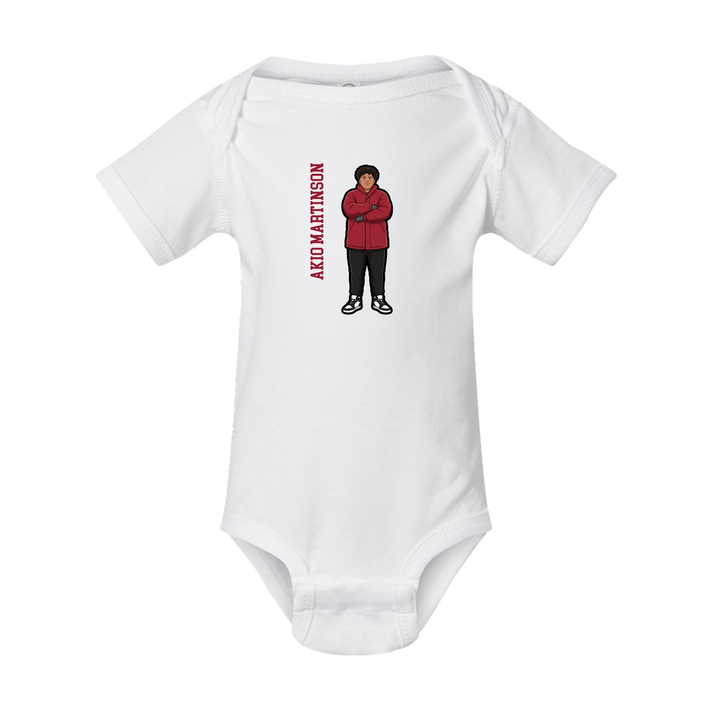 Baby Onesie — Name Vertical in White