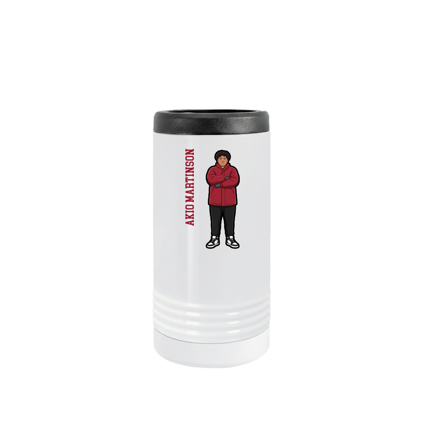 Slim Beverage Holder — Name Vertical in White