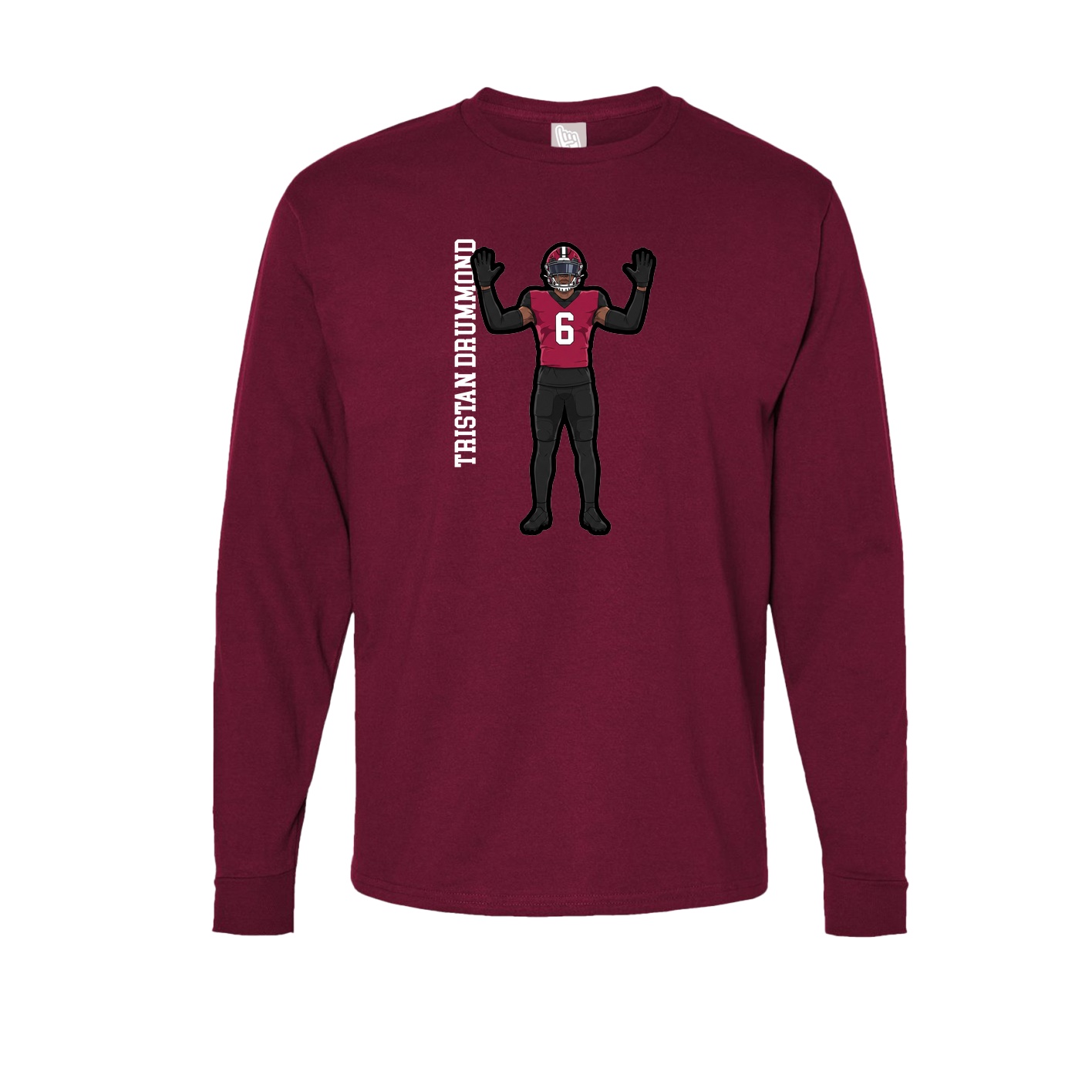 Long Sleeve Tee — Name Vertical in Cardinal