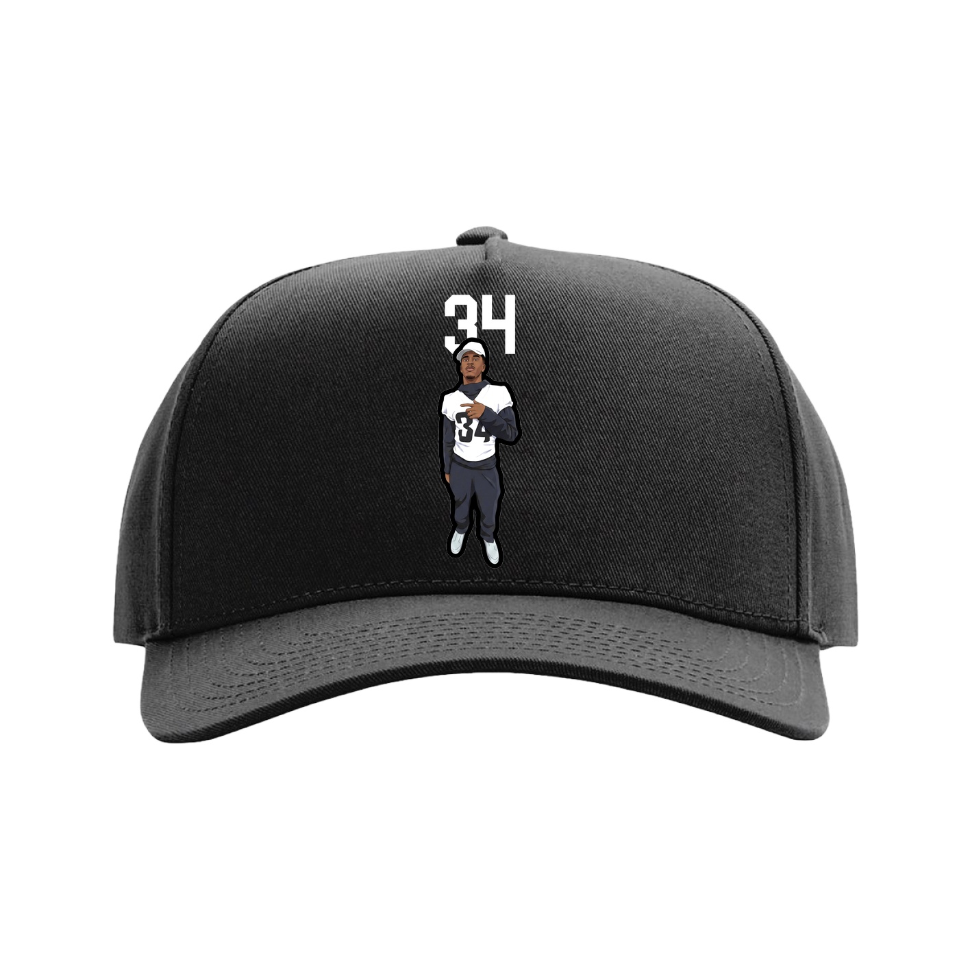 Full Fabric Five-Panel Champ Cap — Number Top in Black